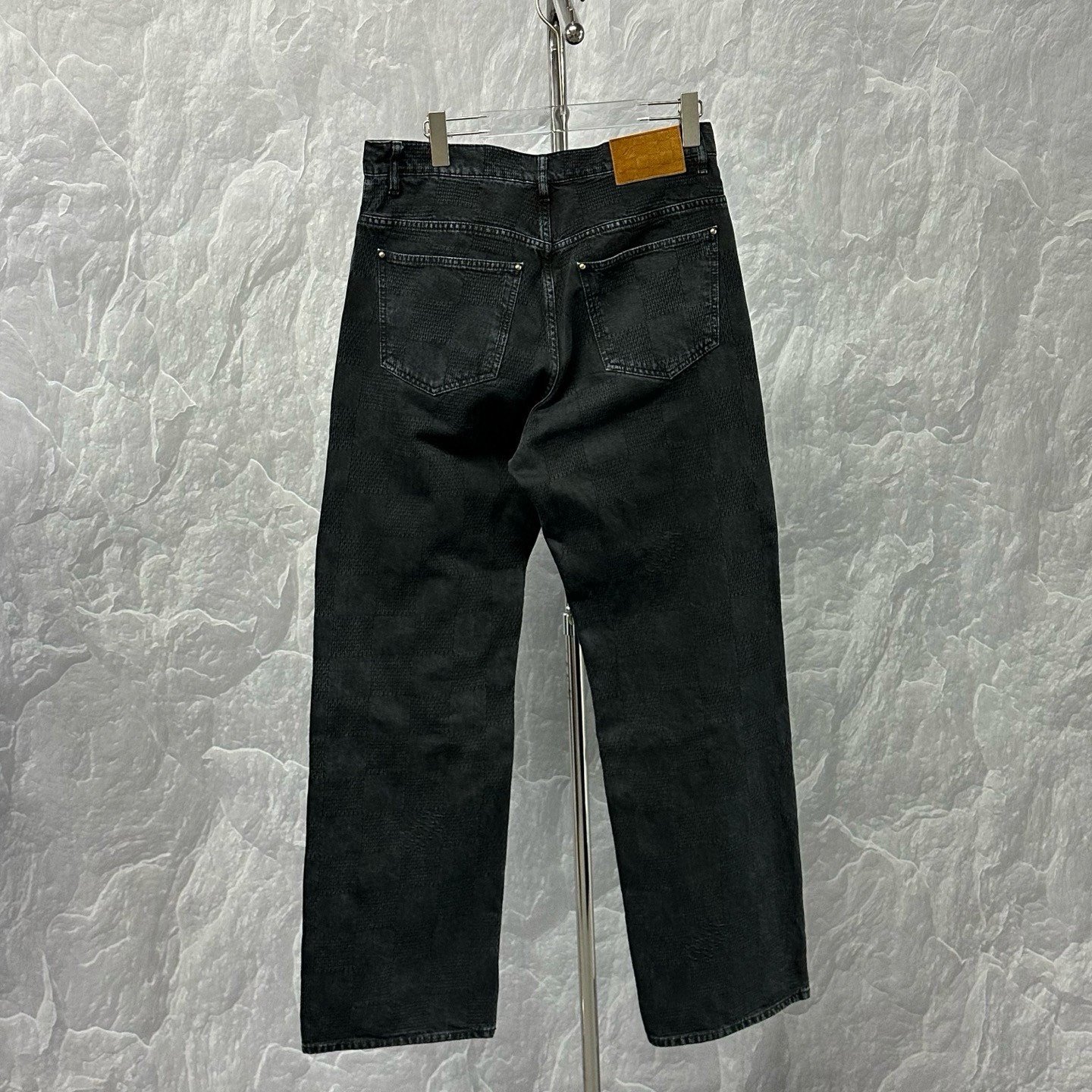 Louis Vuitton Damier Leather Patch Denim Pants — back