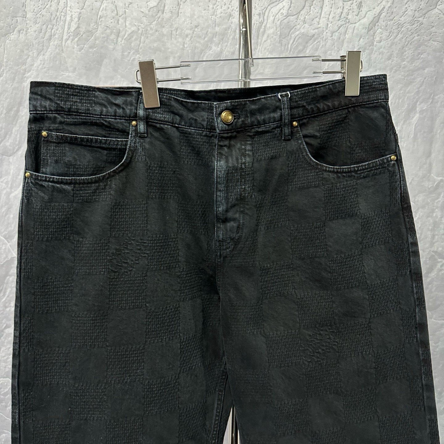 Louis Vuitton Damier Leather Patch Denim Pants — front