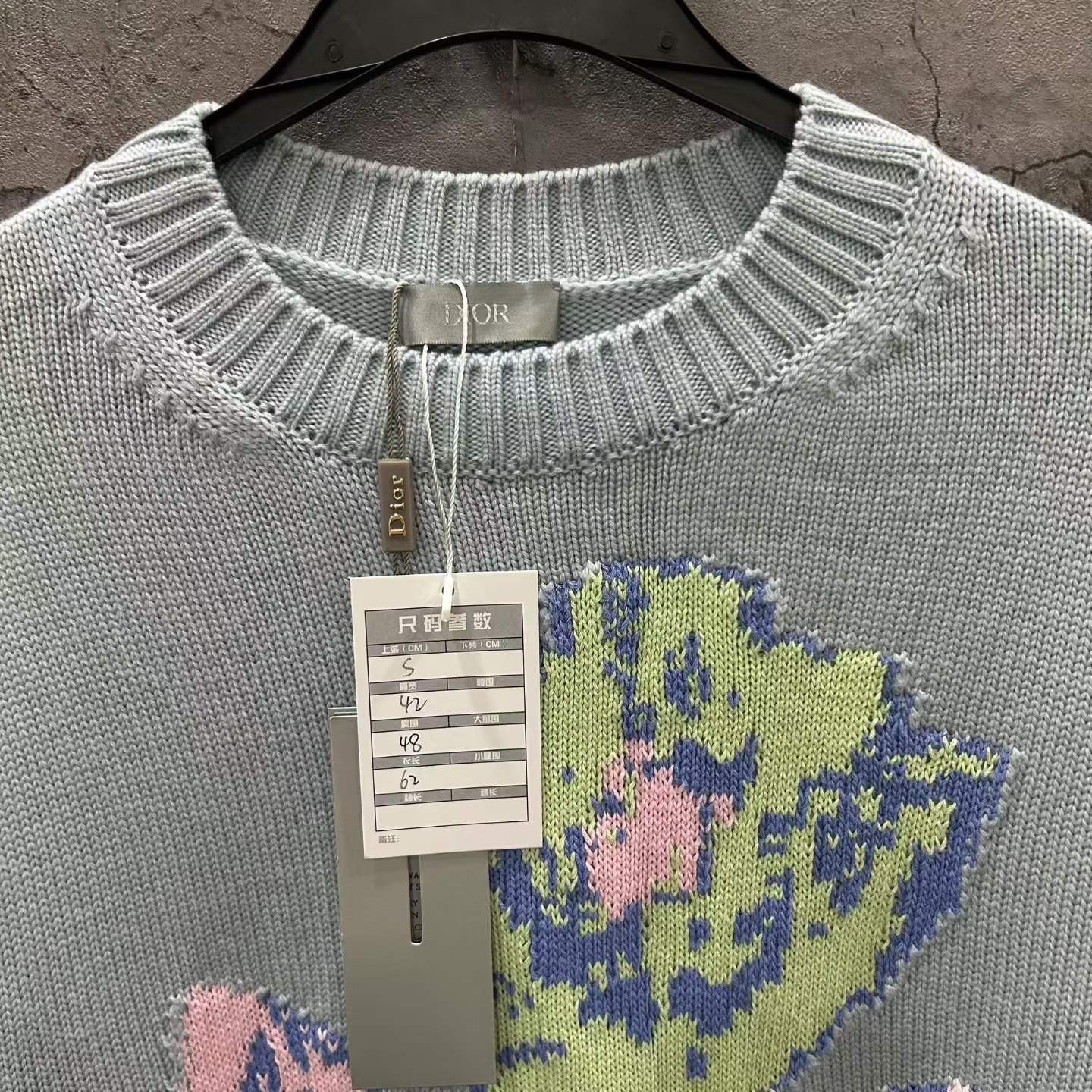 Dior Floral Embroidered Light Blue Sweater — back