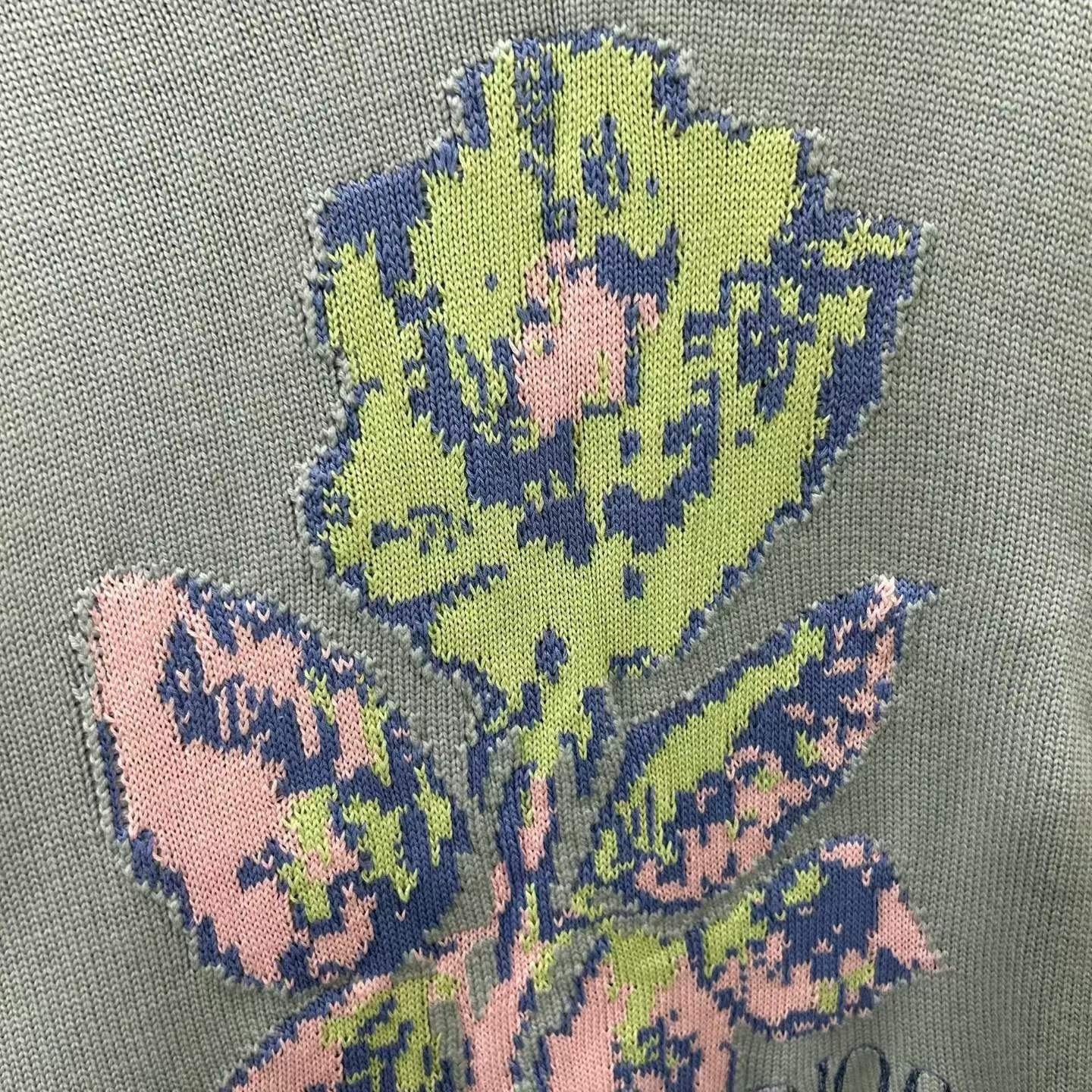 Dior Floral Embroidered Light Blue Sweater — detail