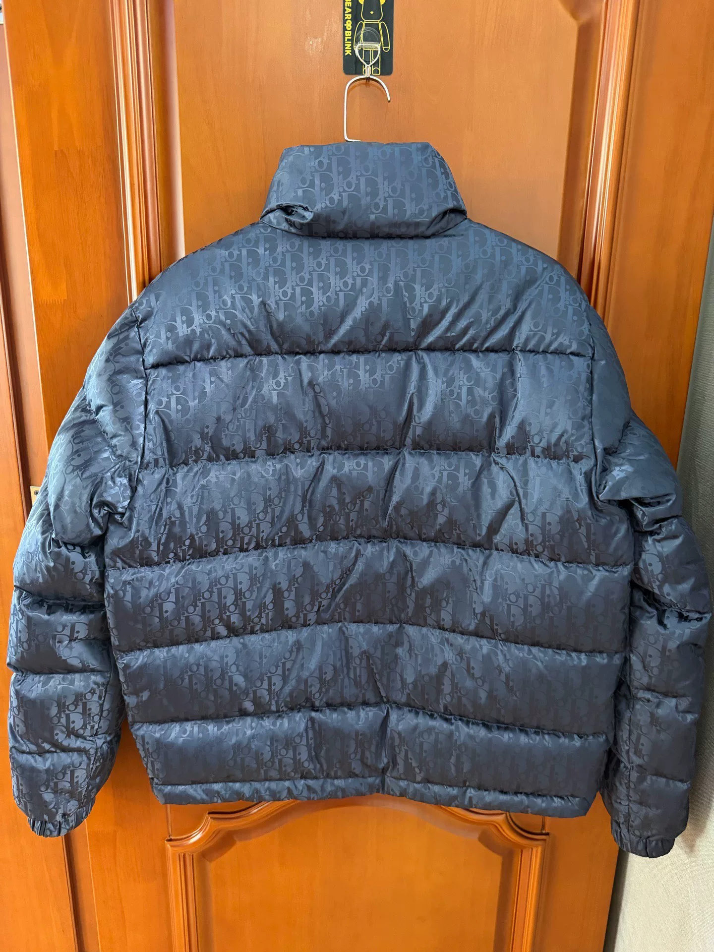 Dior Navy Logo Print Down Jacket — front