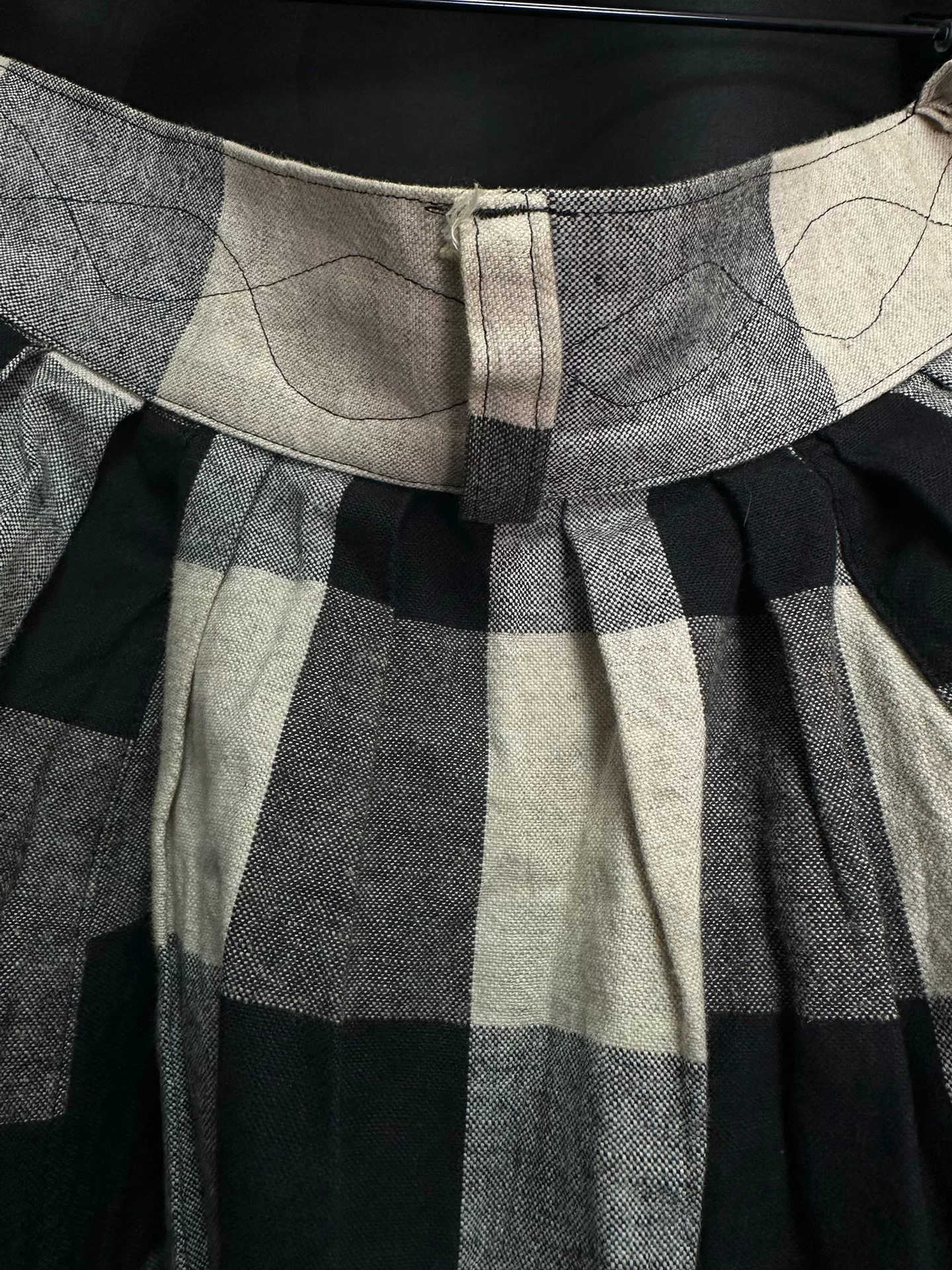 Klasica Cotton-Linen Plaid Baggy Pants — label