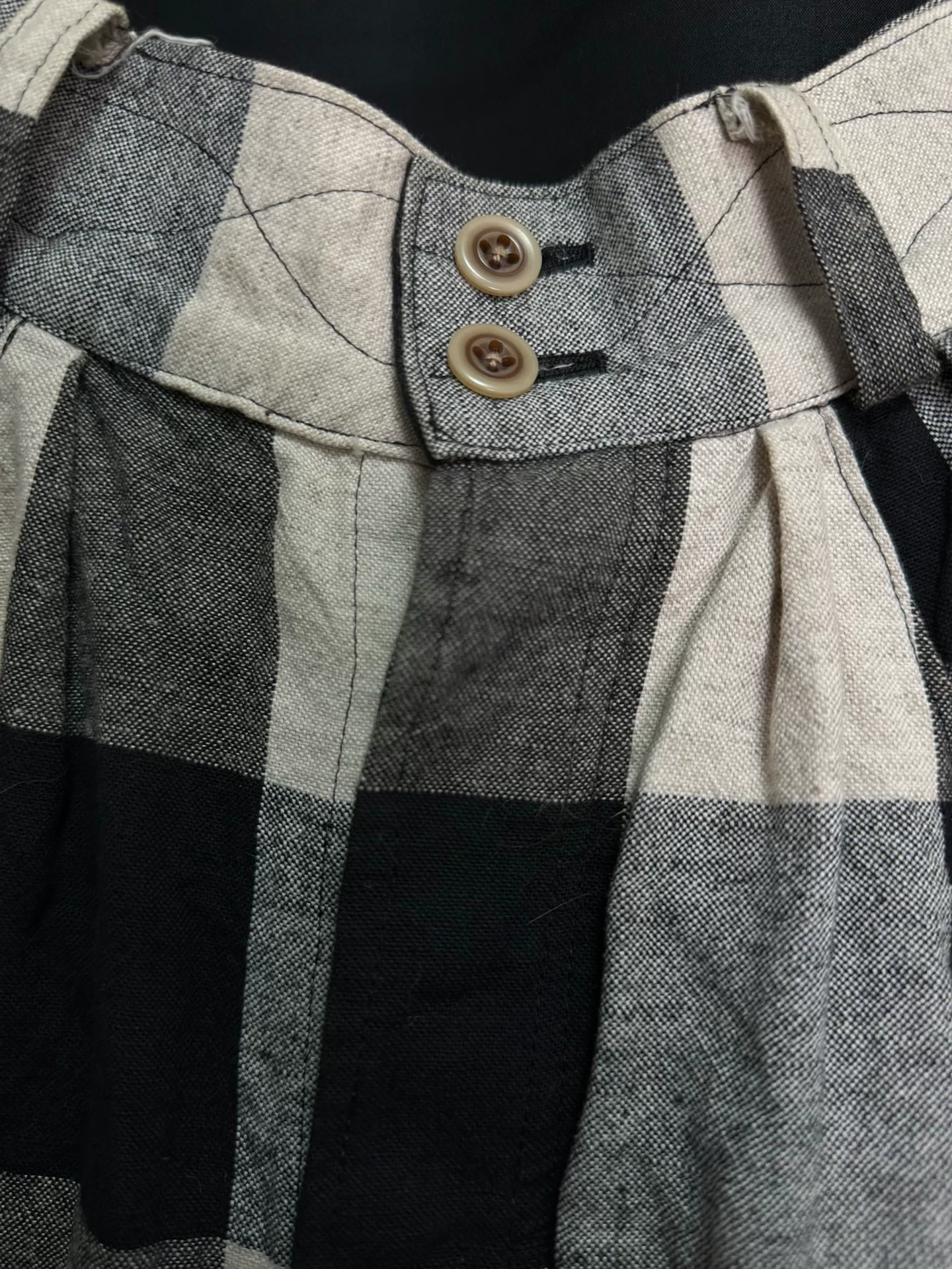 Klasica Cotton-Linen Plaid Baggy Pants — back
