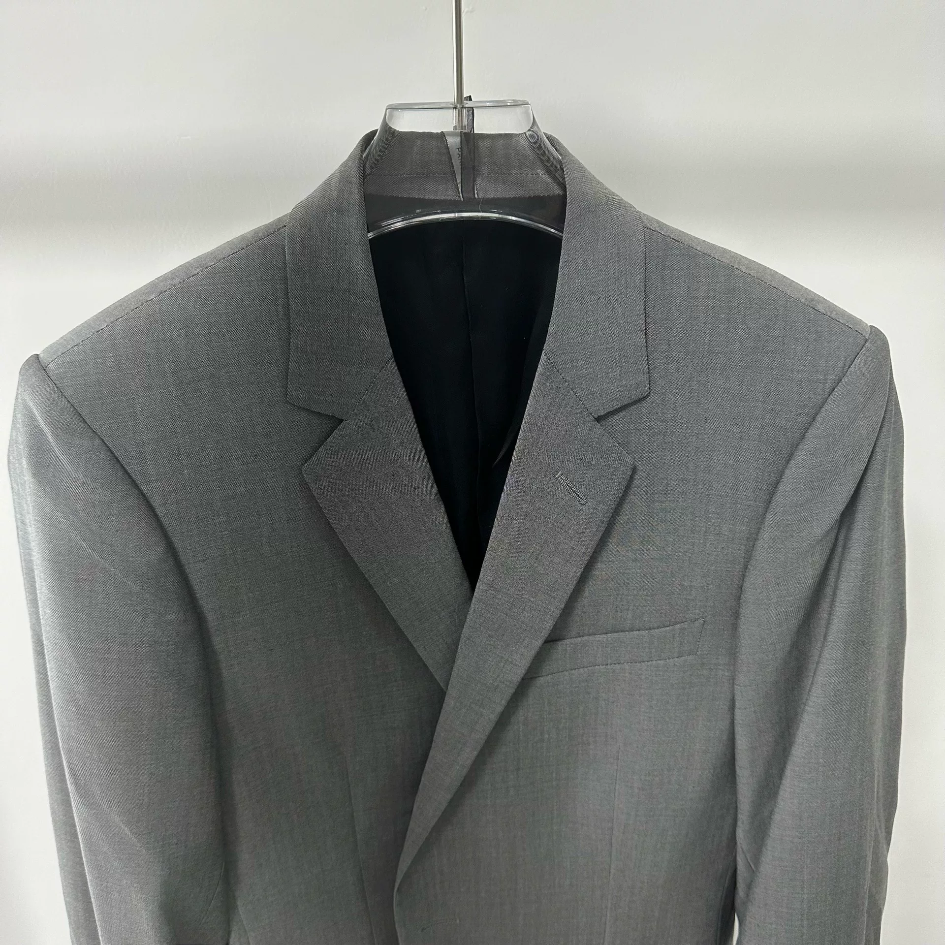 Dior Light Gray Wool Flat Collar Suit — front