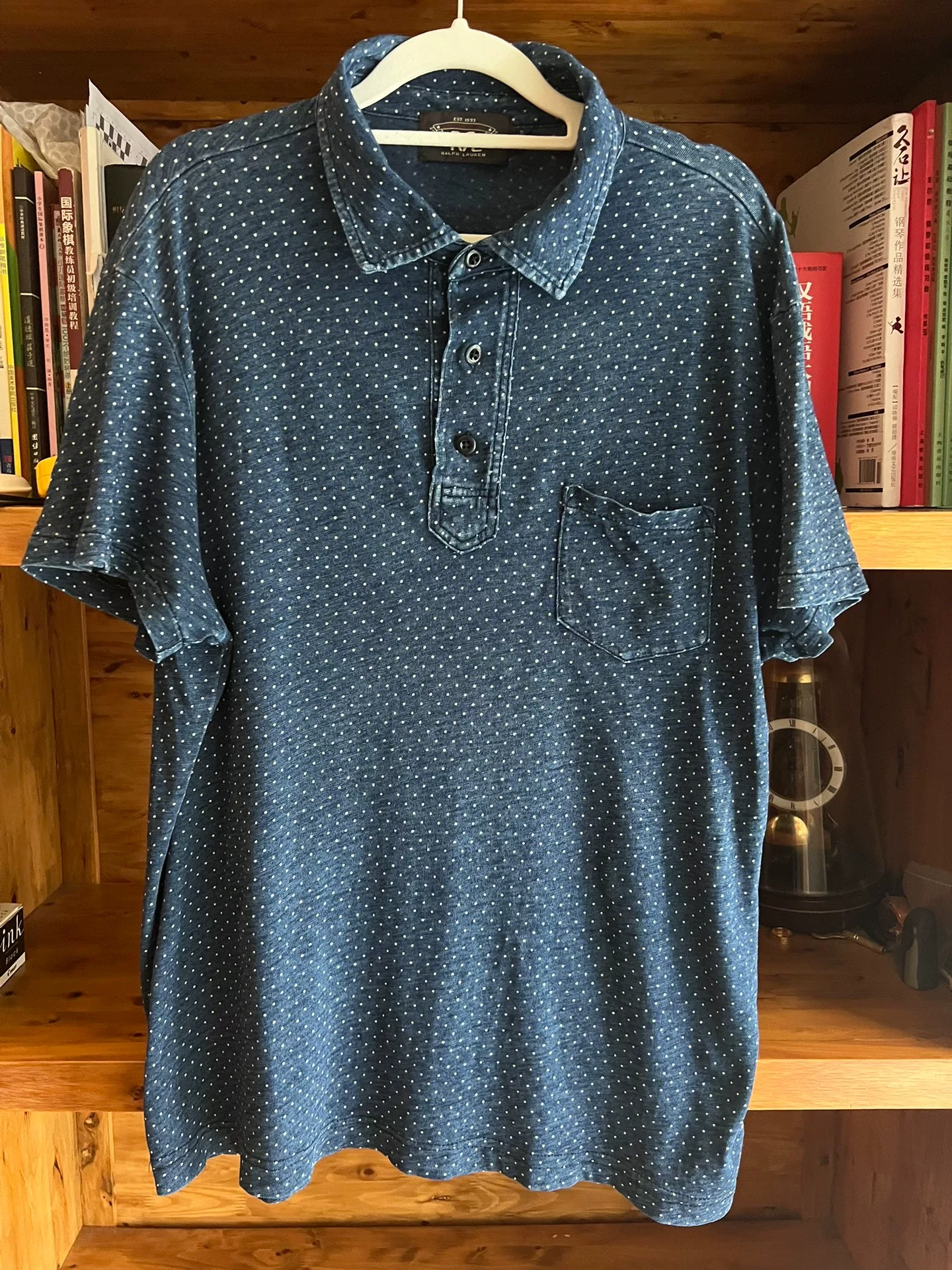 RRL Double RL Indigo Dot Short Sleeve T-Shirt