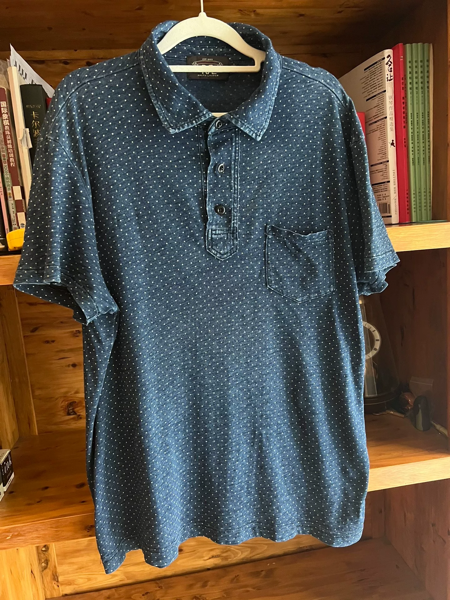 RRL Double RL Indigo Dot Short Sleeve T-Shirt — front