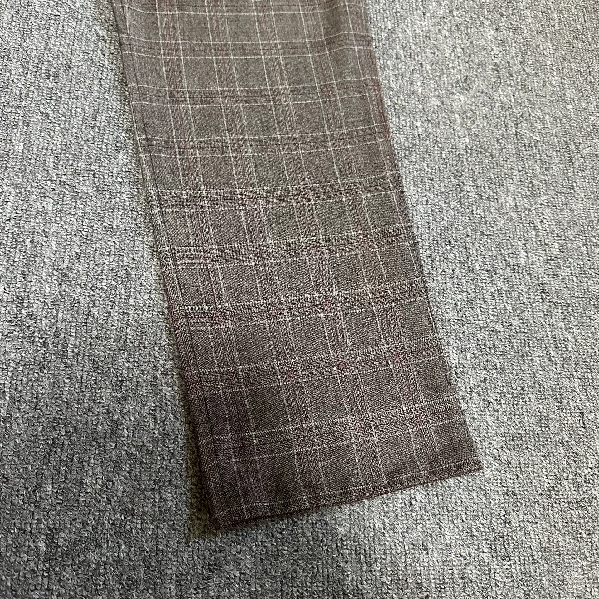 Loro Piana Gray Check Wool Pants — front