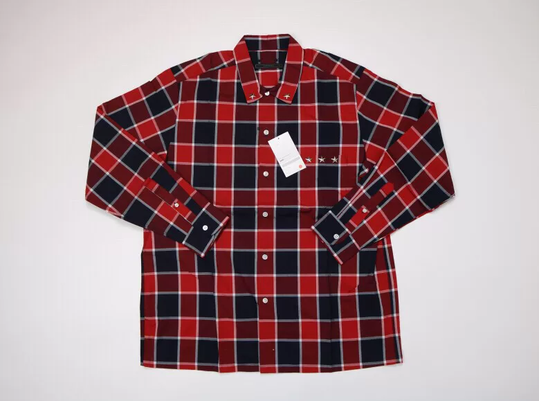 SOPHNET. 3D Star Black Red Plaid Shirt
