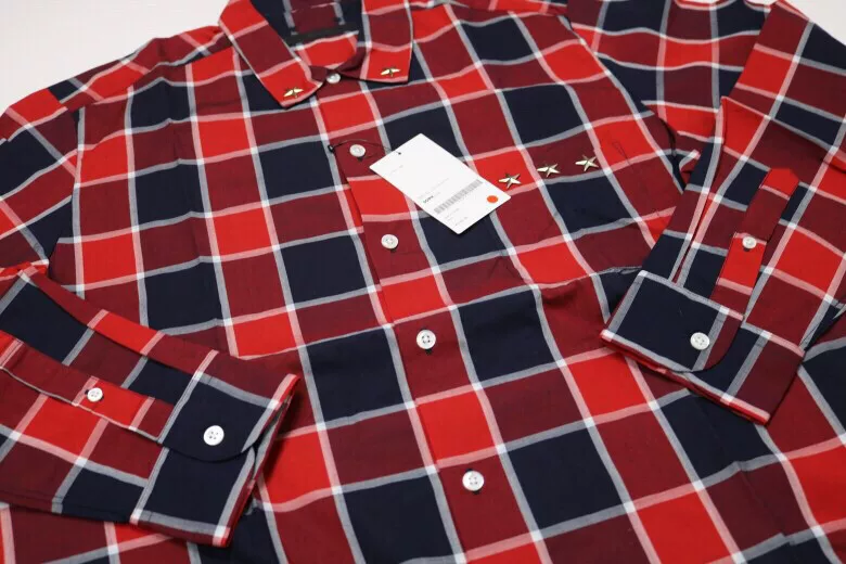 SOPHNET. 3D Star Black Red Plaid Shirt — detail