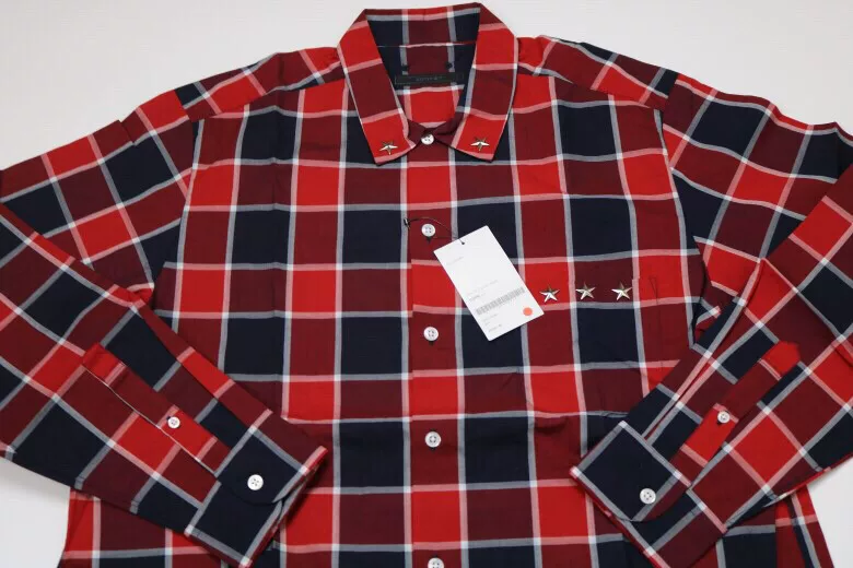 SOPHNET. 3D Star Black Red Plaid Shirt — front