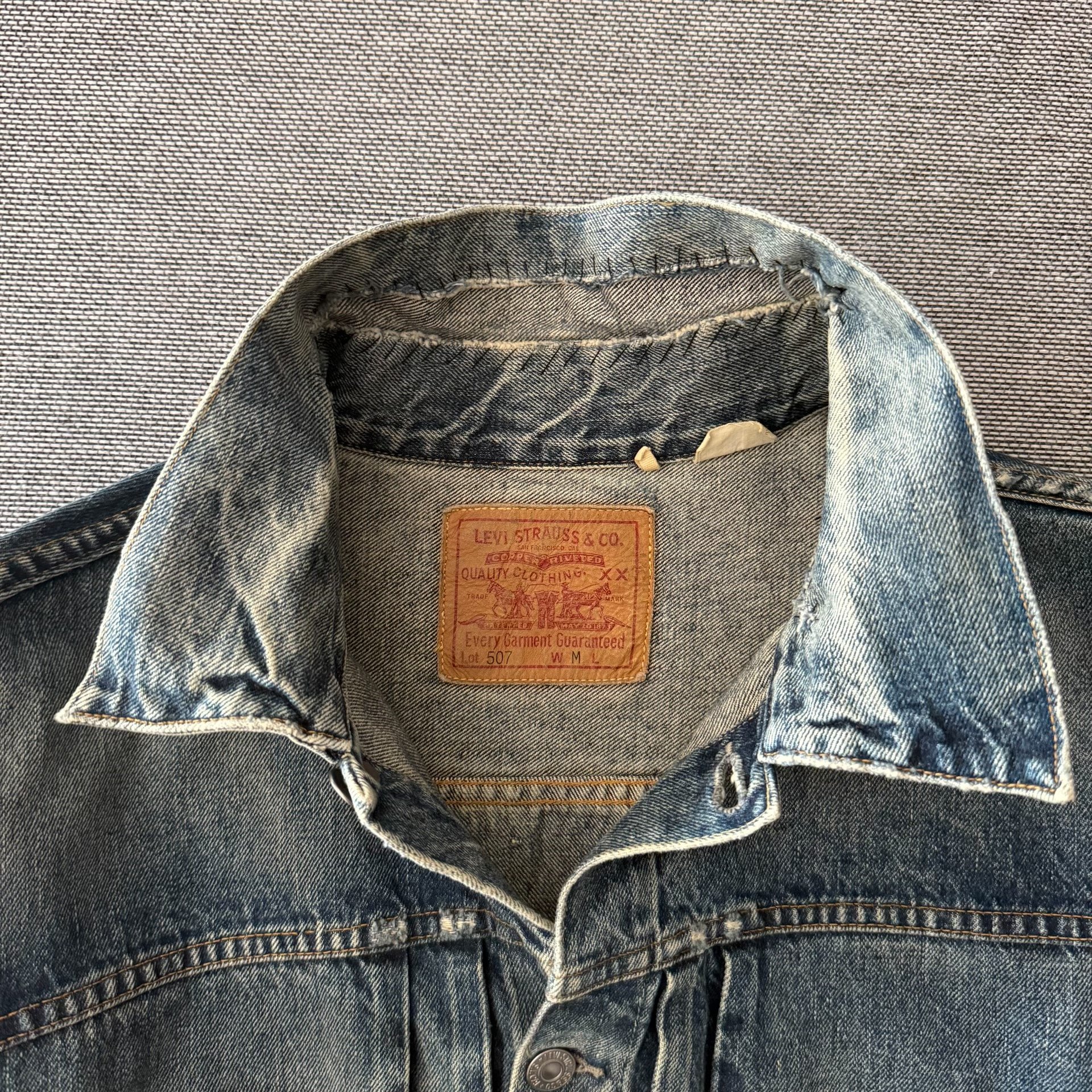Levi's LVC507xx Distressed Denim Jacket — detail