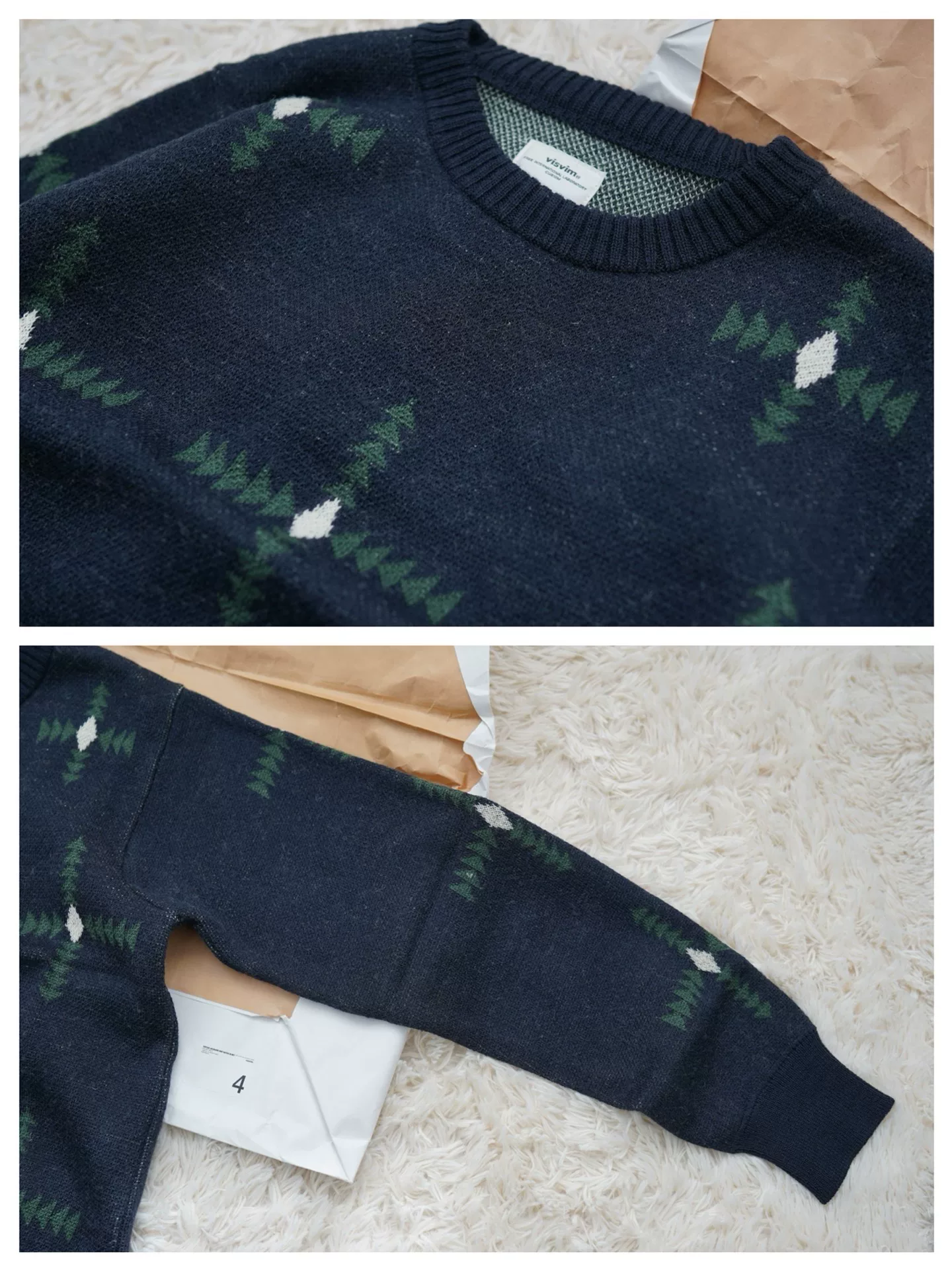 VISVIM Vintage Jacquard Knit Sweater — label