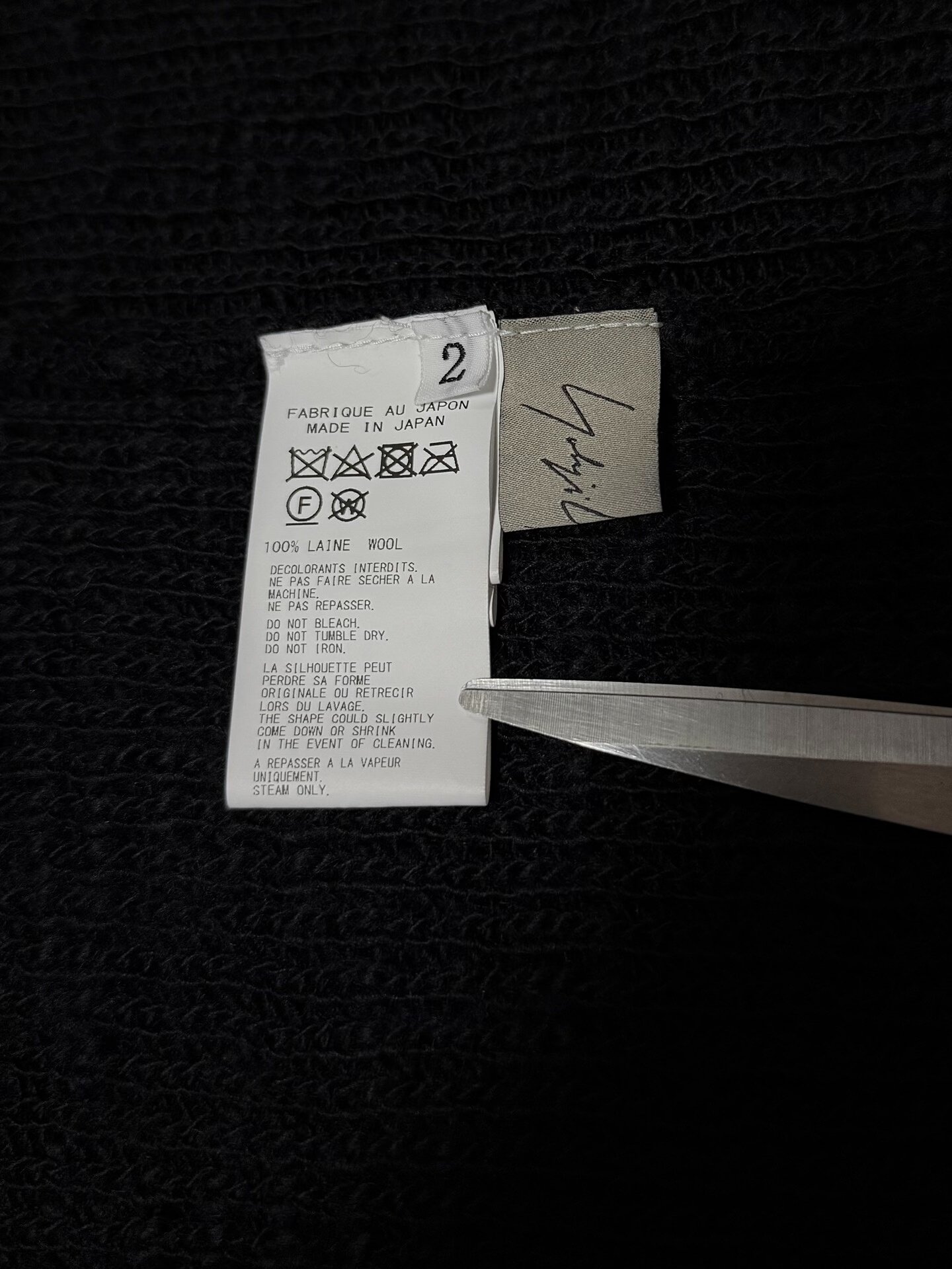Yohji Yamamoto 23AW Wool Knit Cardigan — label