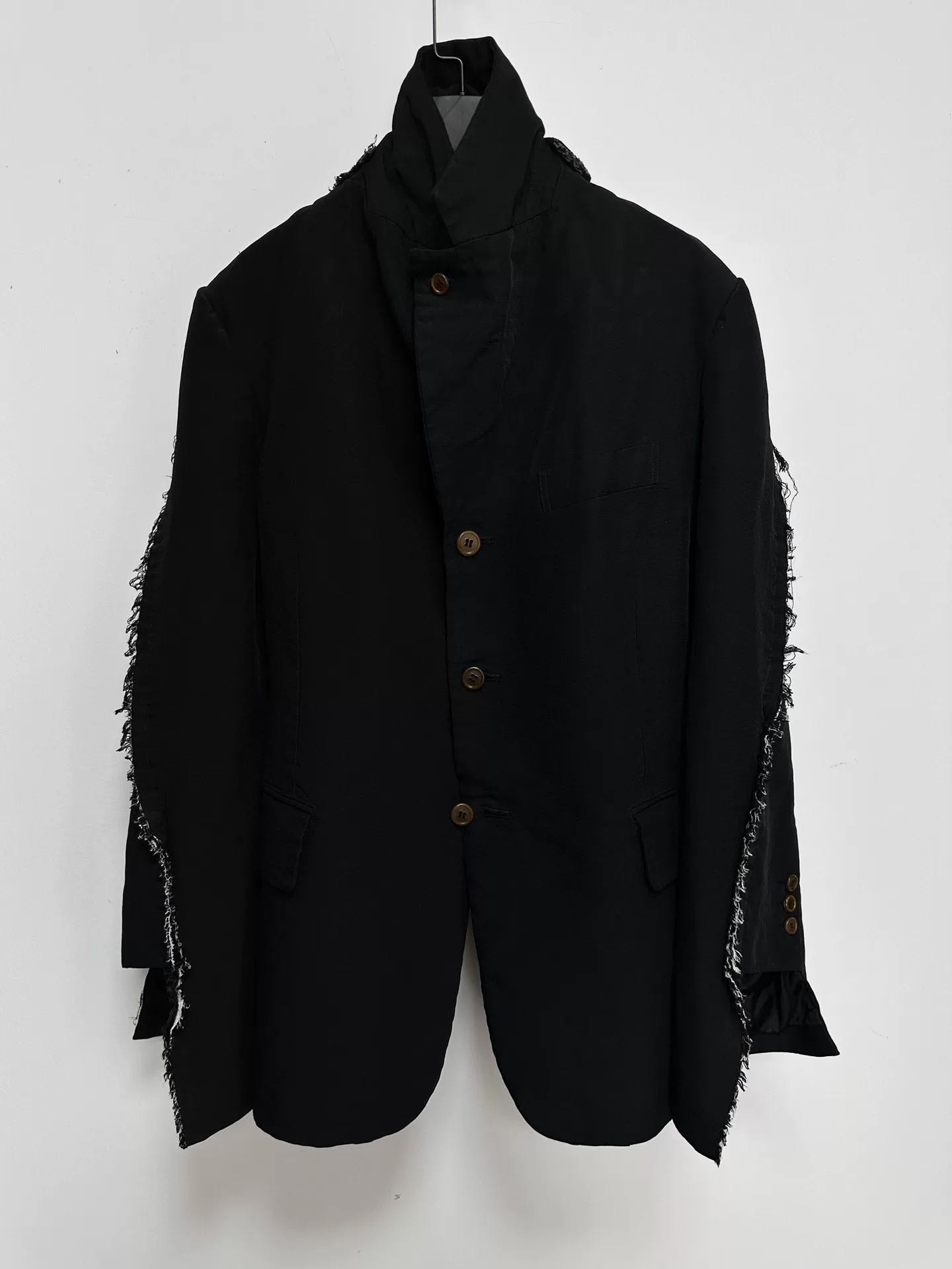 Comme des Garçons 19SS Black Ripped Jacket — front