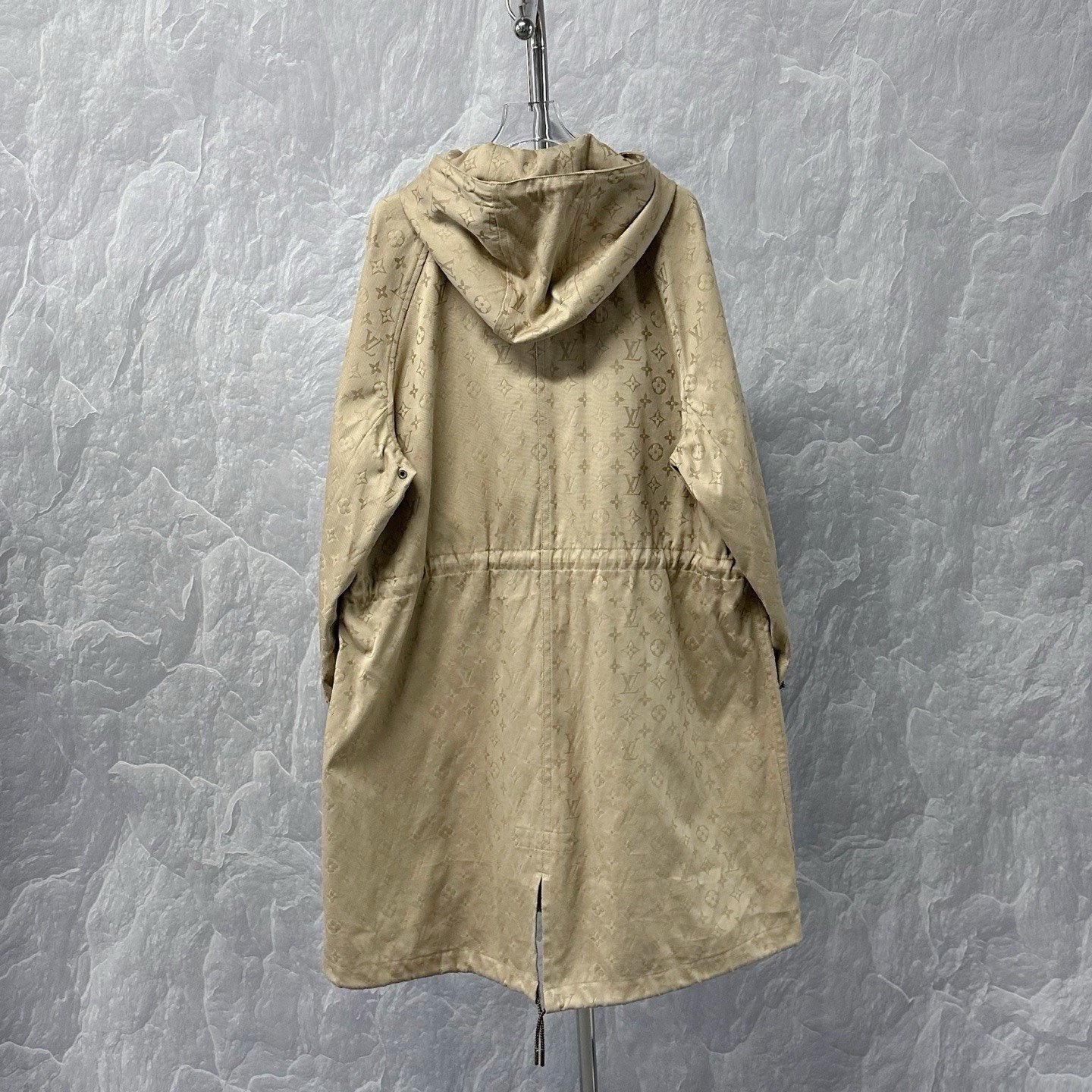 Louis Vuitton Monogram Drawstring Hooded Coat — label