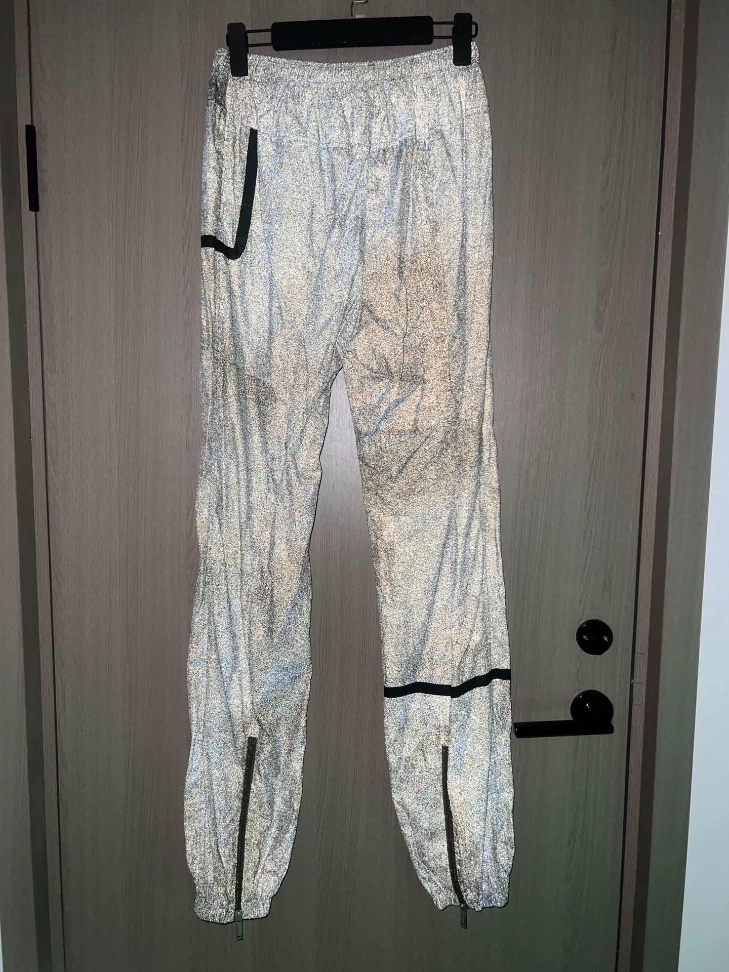 Heliot Emil Silver Reflective Cargo Pants — front