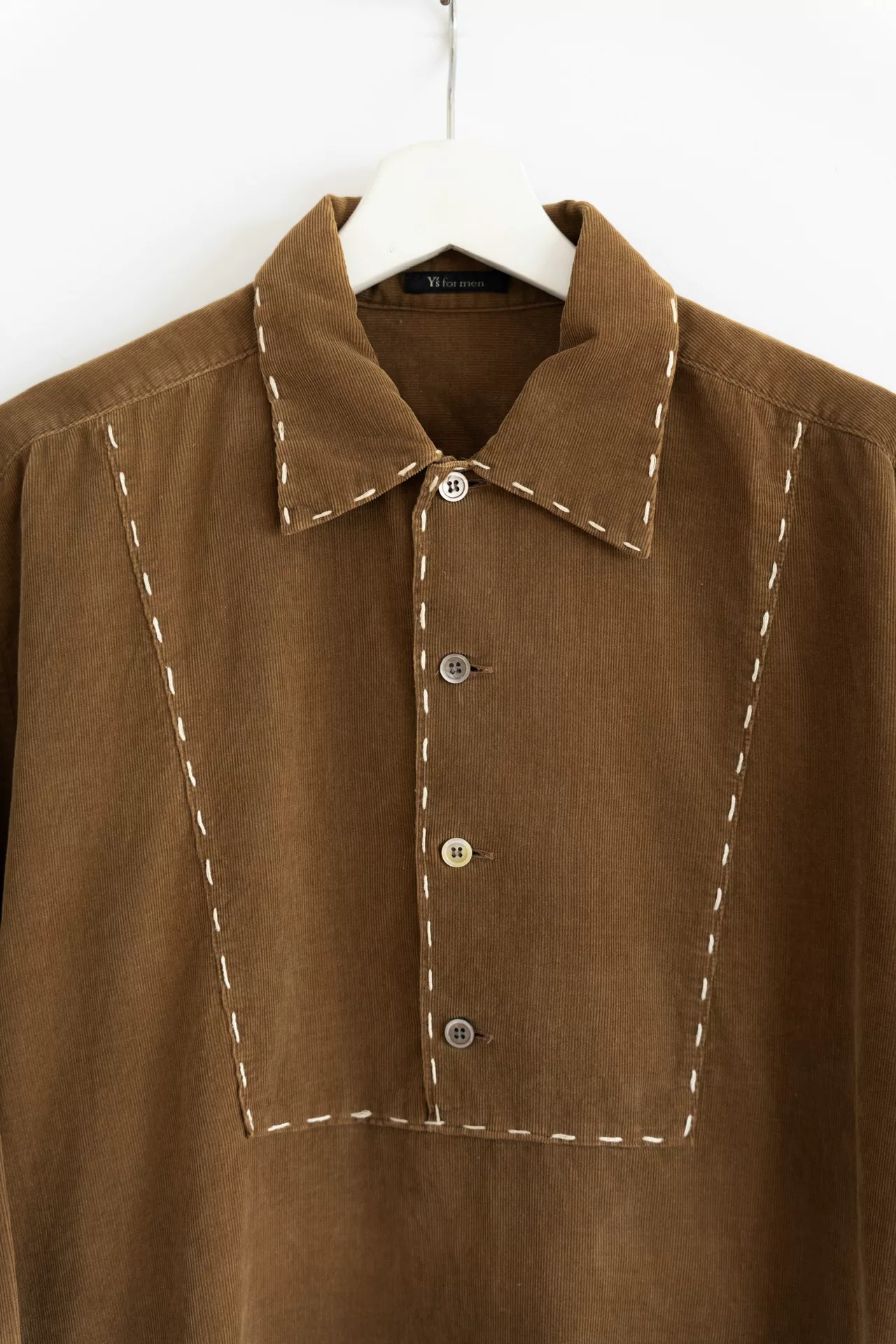 Yohji Yamamoto 90s Corduroy Half-Collar Shirt — detail