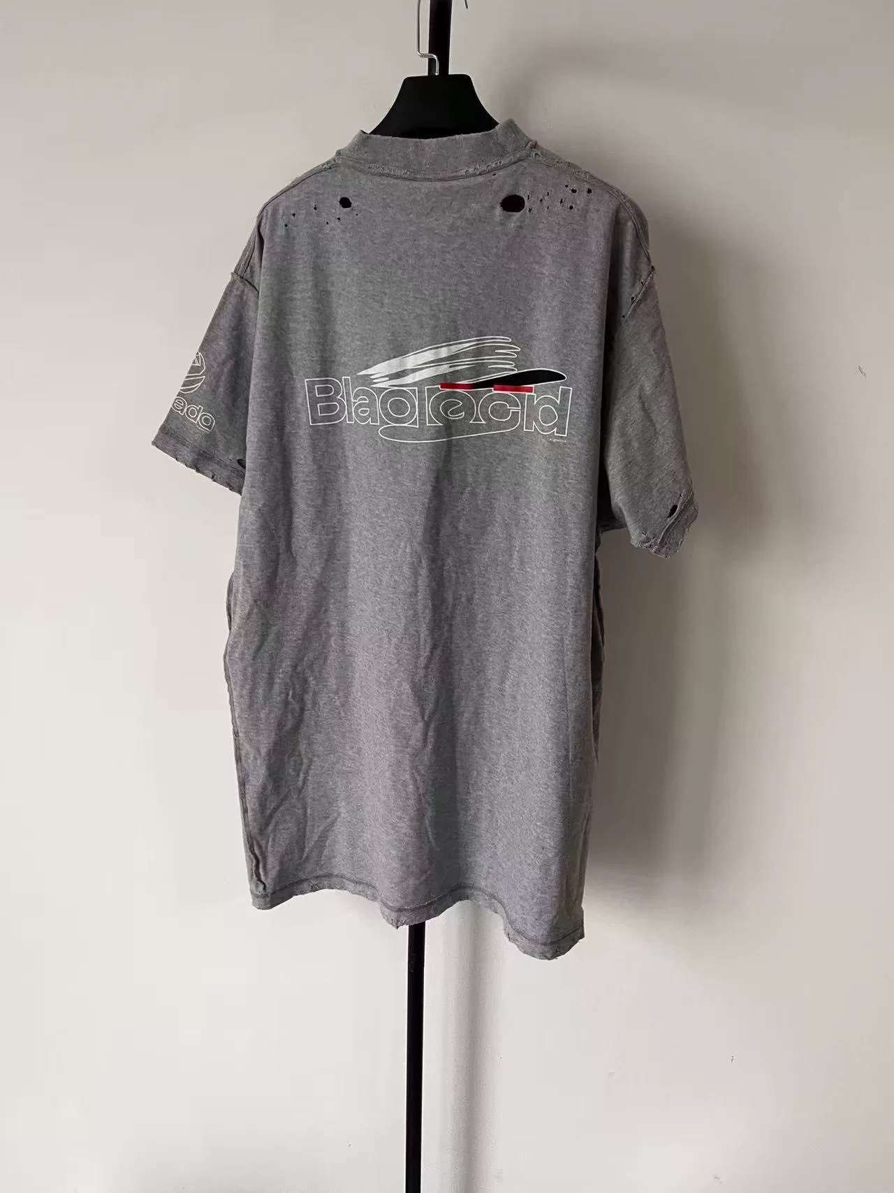 Balenciaga Gray Logo Print Loose T-shirt — front