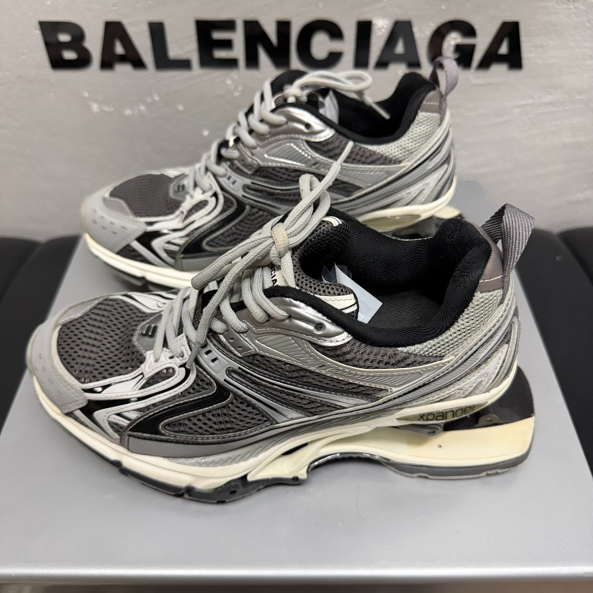 Balenciaga X-Pander Gray Silver Dad Shoes — detail