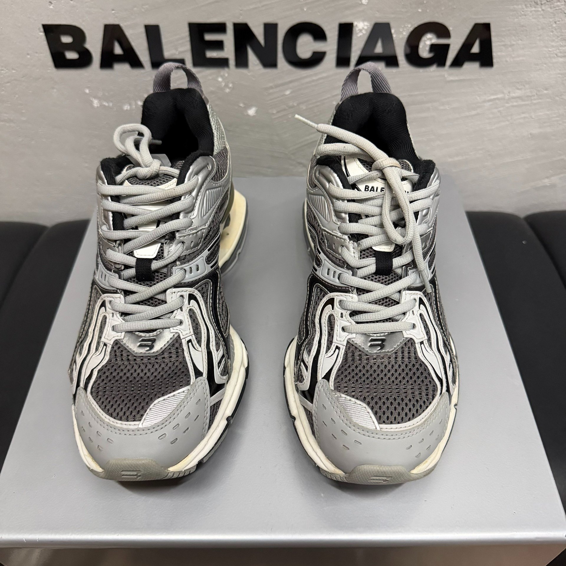 Balenciaga X-Pander Gray Silver Dad Shoes — front
