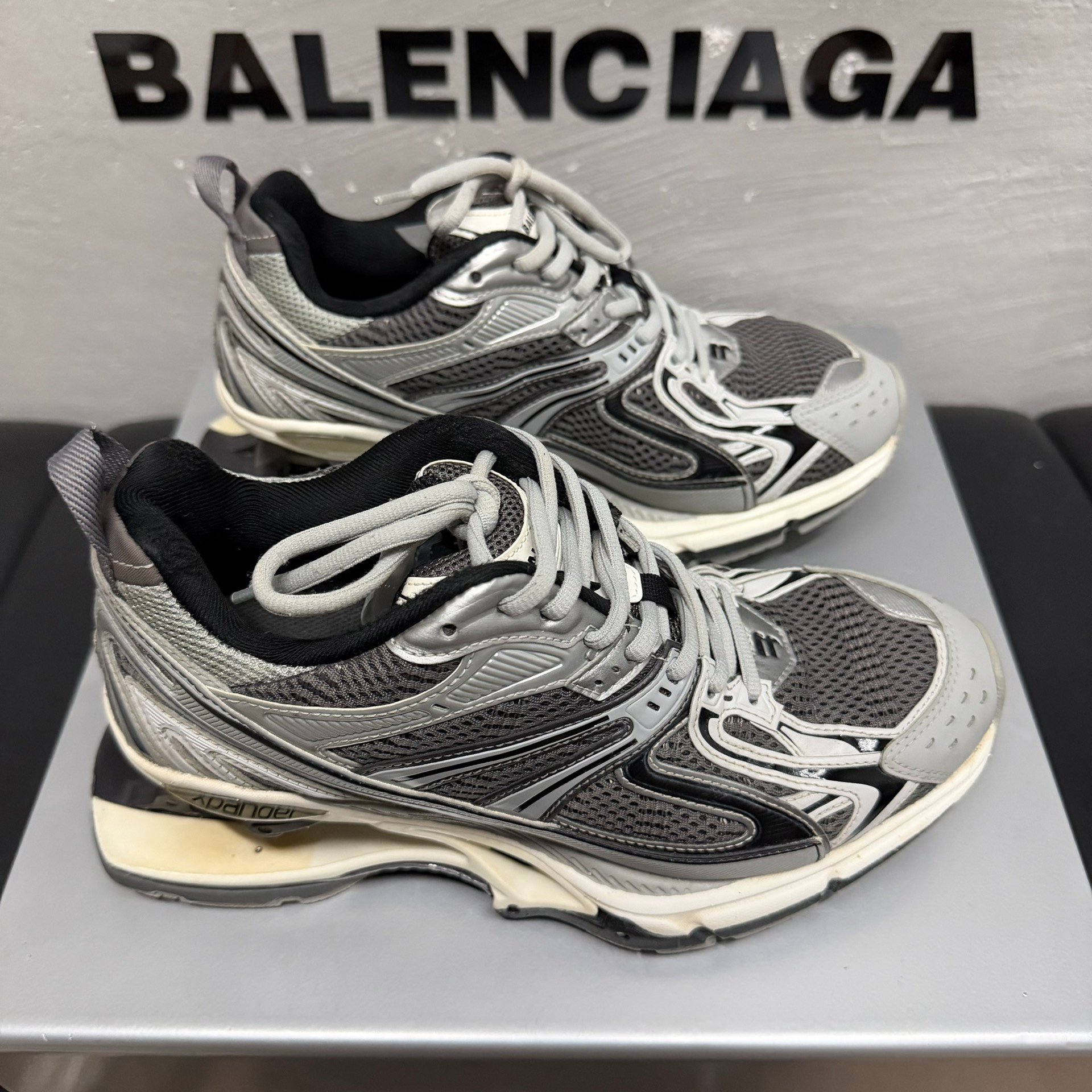 Balenciaga X-Pander Gray Silver Dad Shoes — back