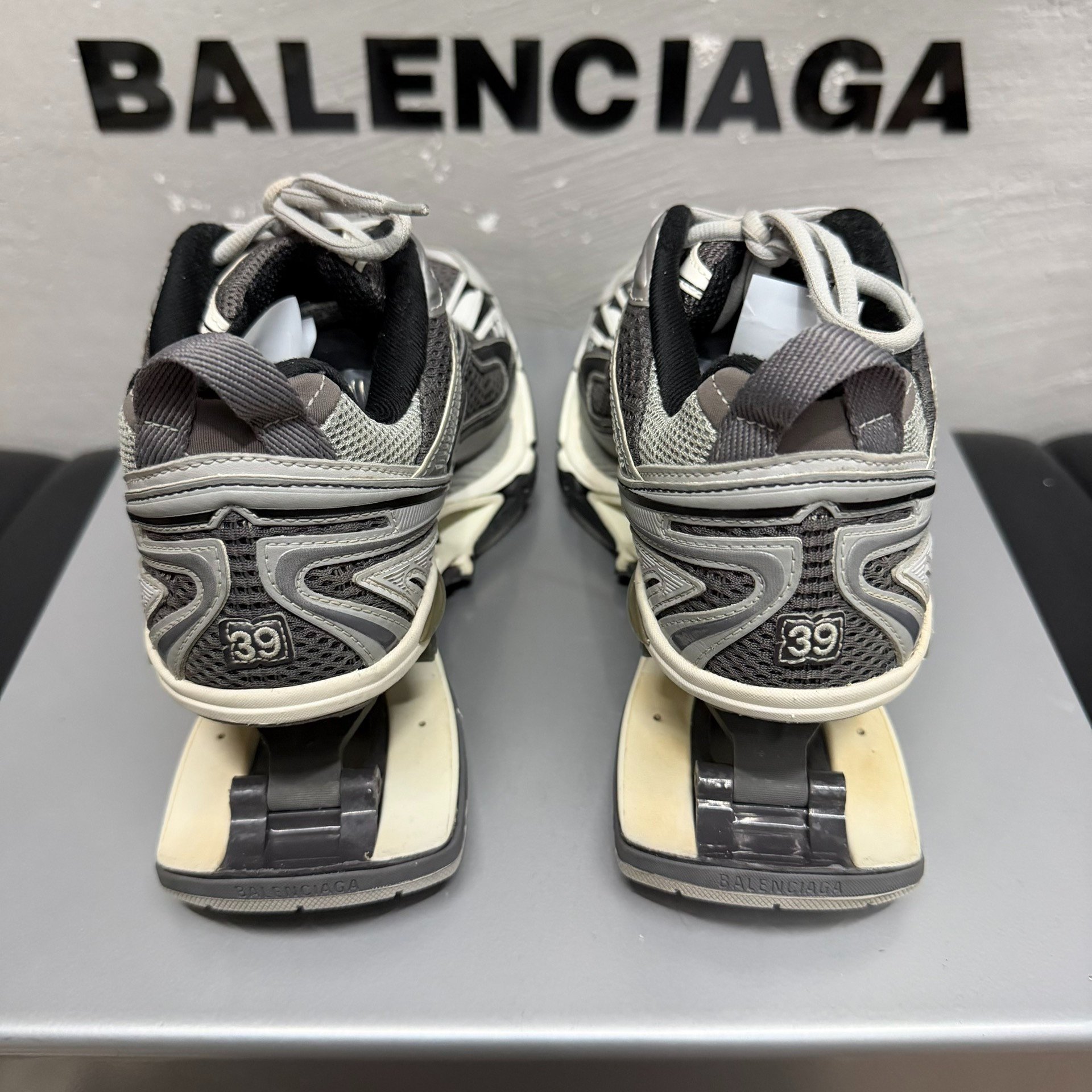 Balenciaga X-Pander Gray Silver Dad Shoes — label