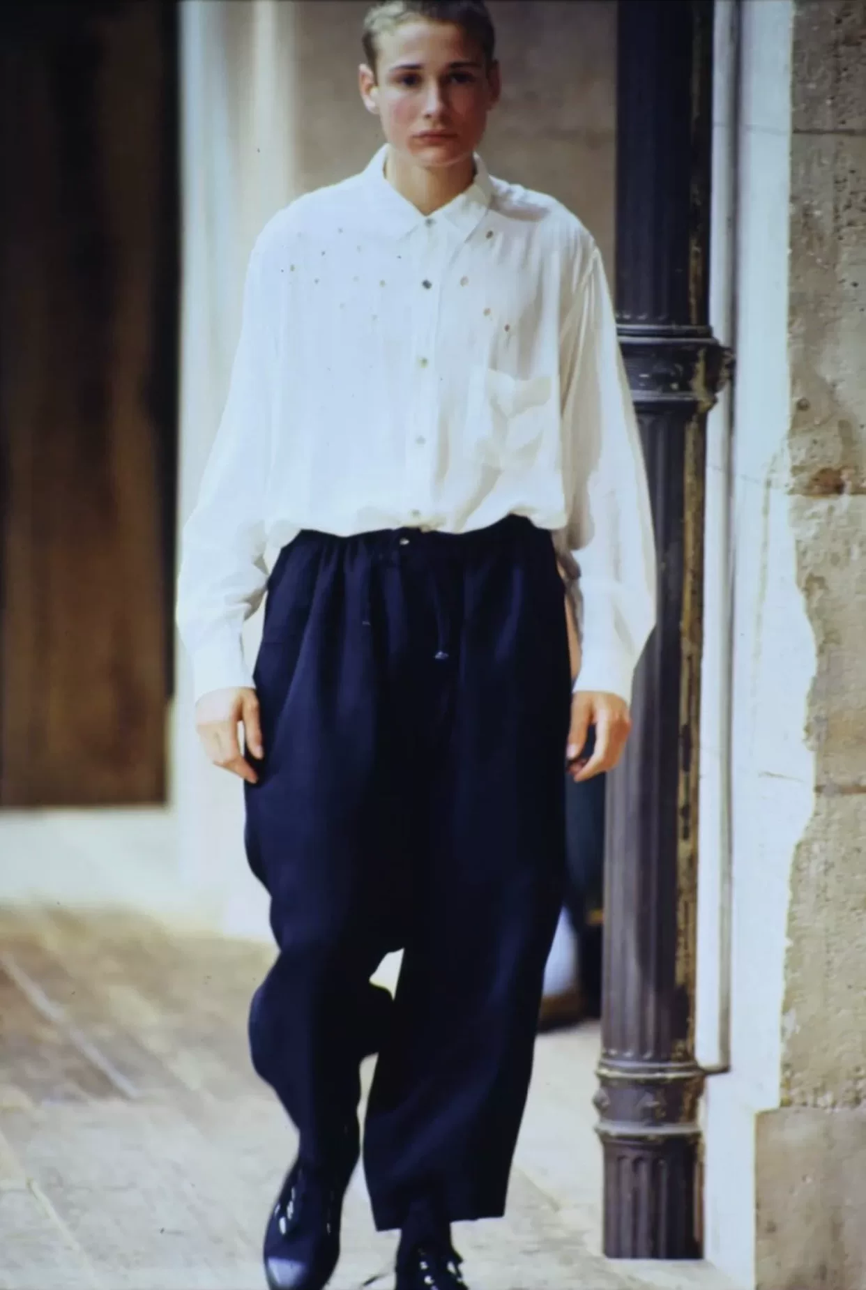 Yohji Yamamoto 92SS Cutout Oversized Shirt — label