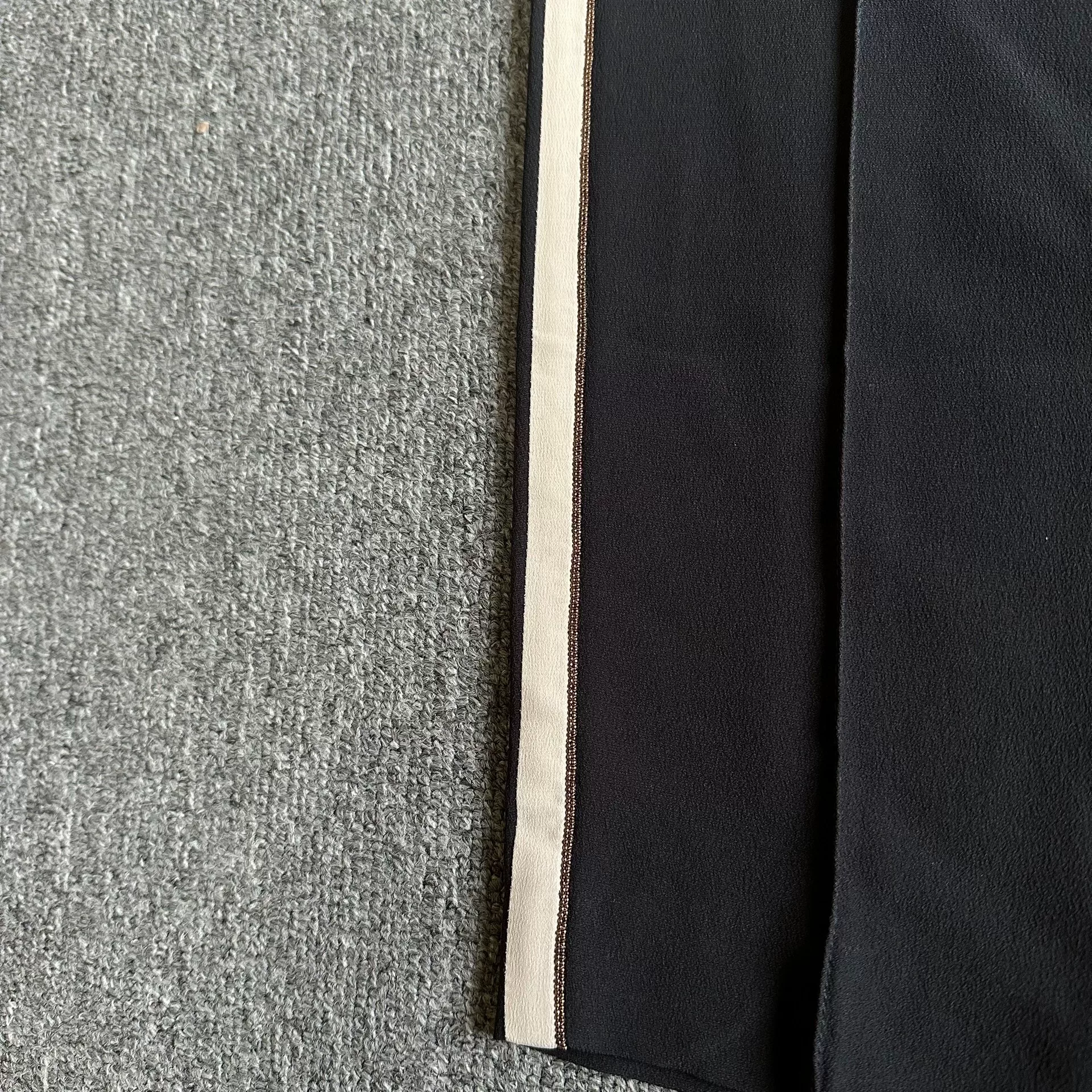 Brunello Cucinelli Black Striped Straight Trousers — front