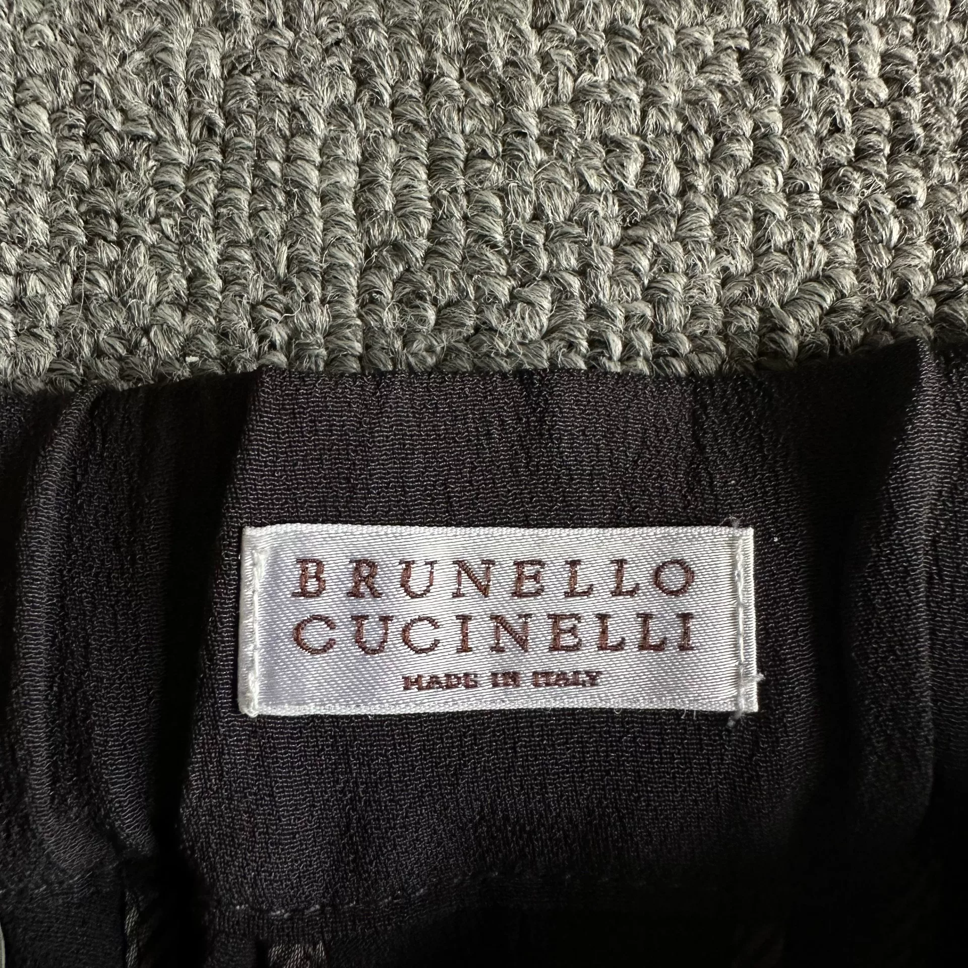 Brunello Cucinelli Black Striped Straight Trousers — label