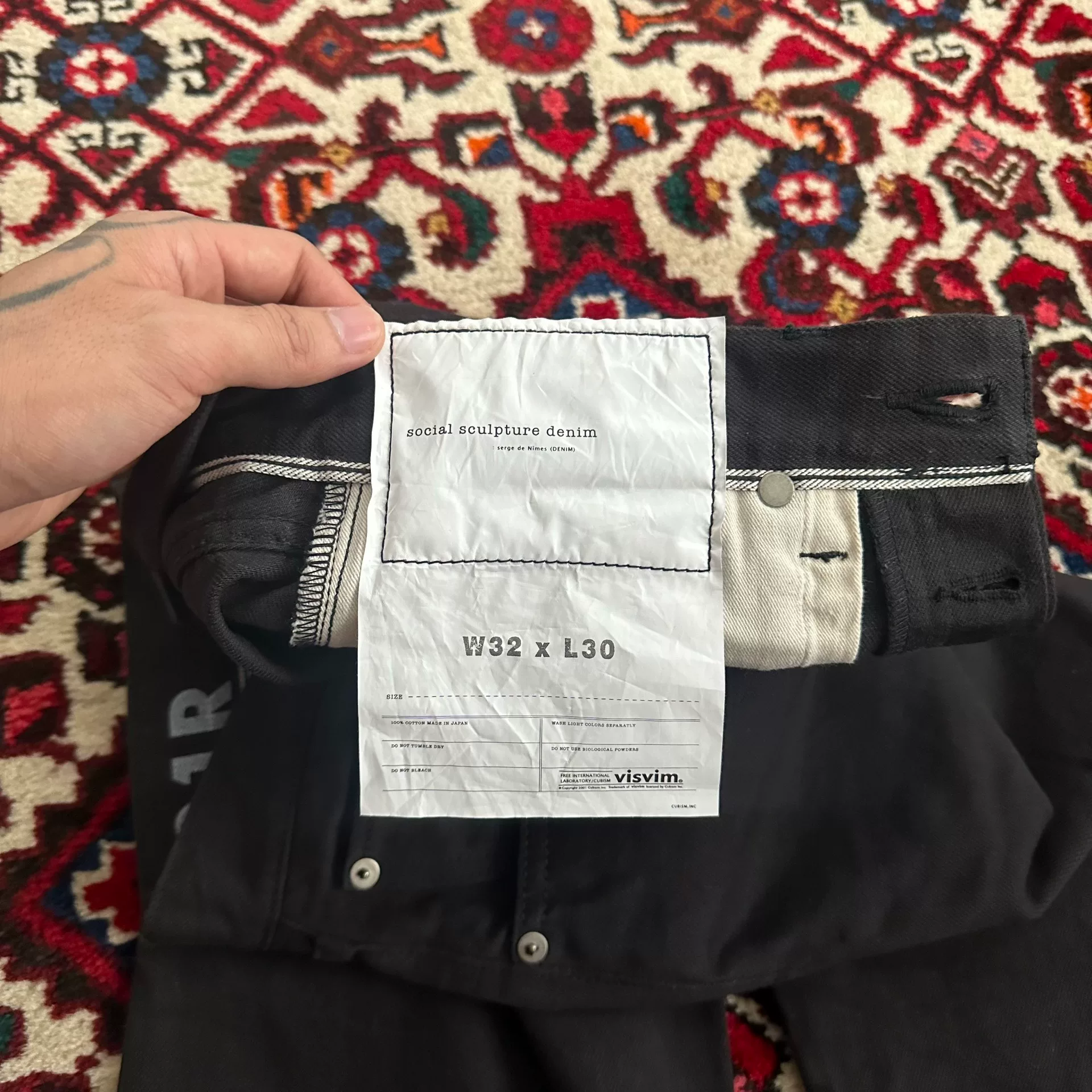 visvim 23ss 01 CMYK Black Jeans W32 L30 — label
