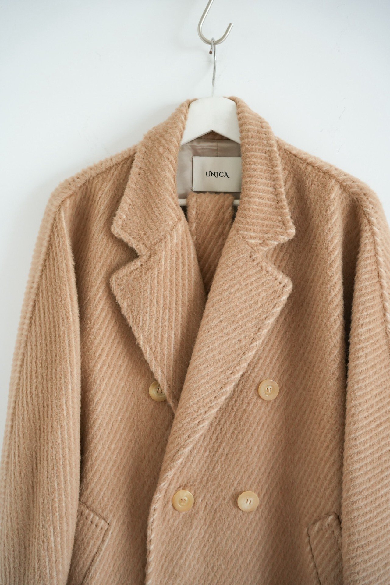 Unica Camel Double-Breasted Coat — detail