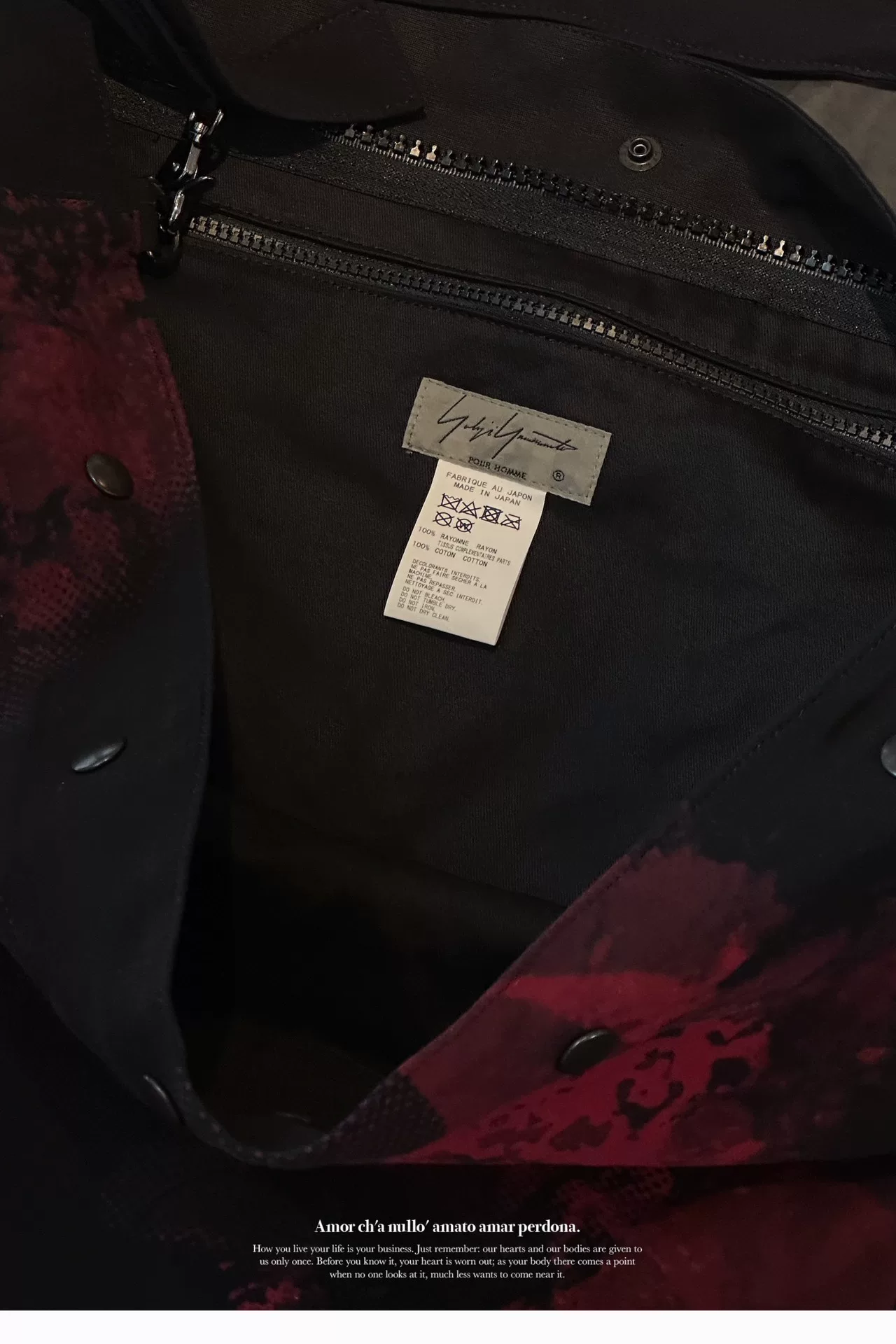 Yohji Yamamoto 20AW Red Black Messenger Bag — label