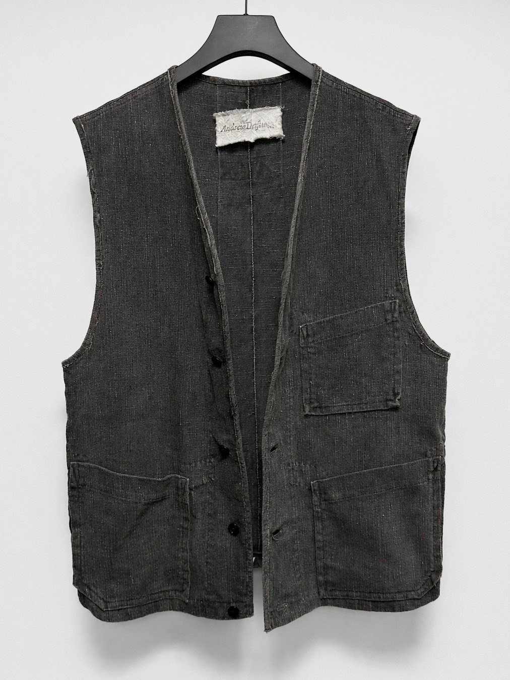 Andrew Driftwood Ink-Dyed Vintage Linen Vest — front