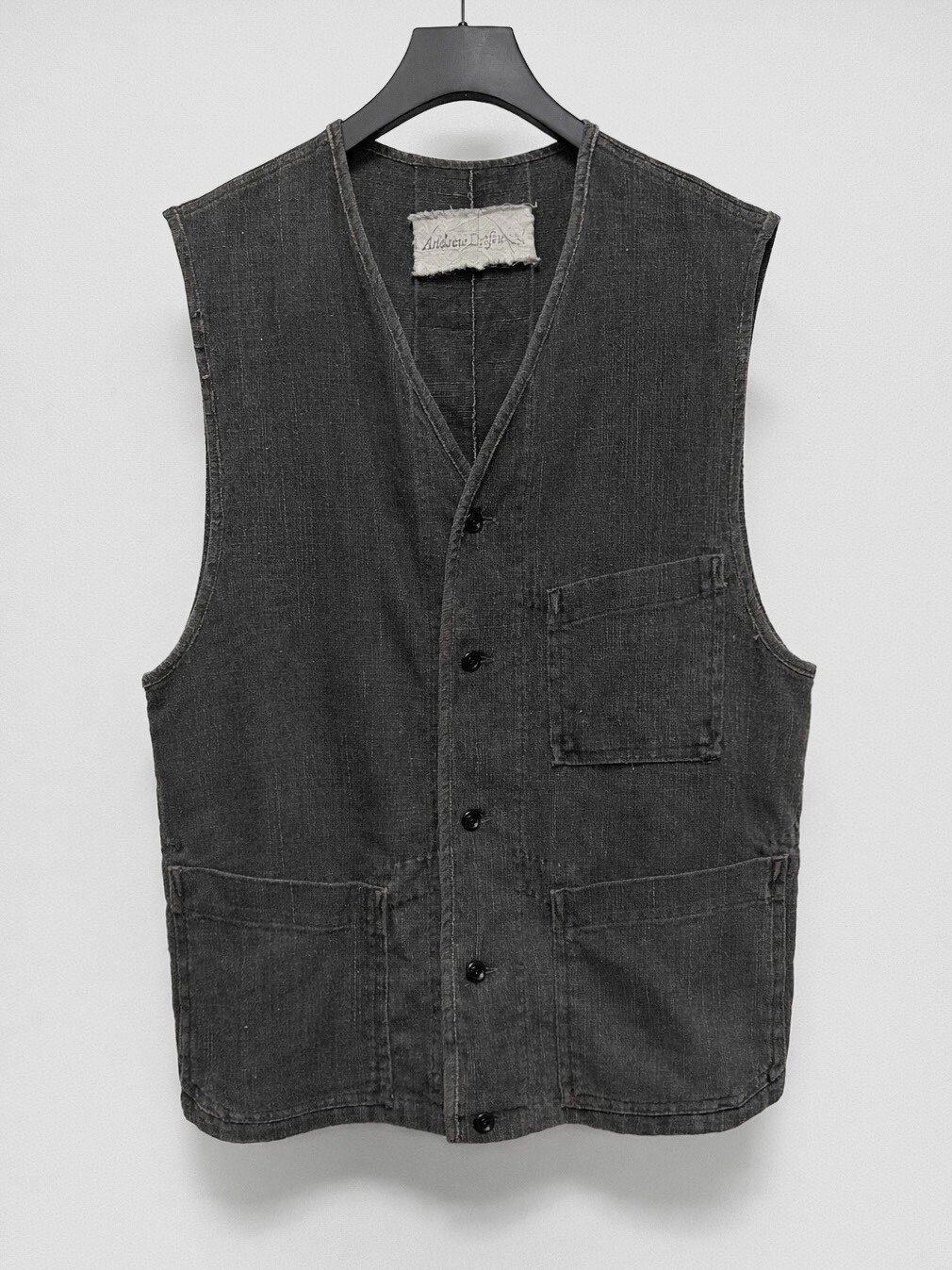 Andrew Driftwood Ink-Dyed Vintage Linen Vest