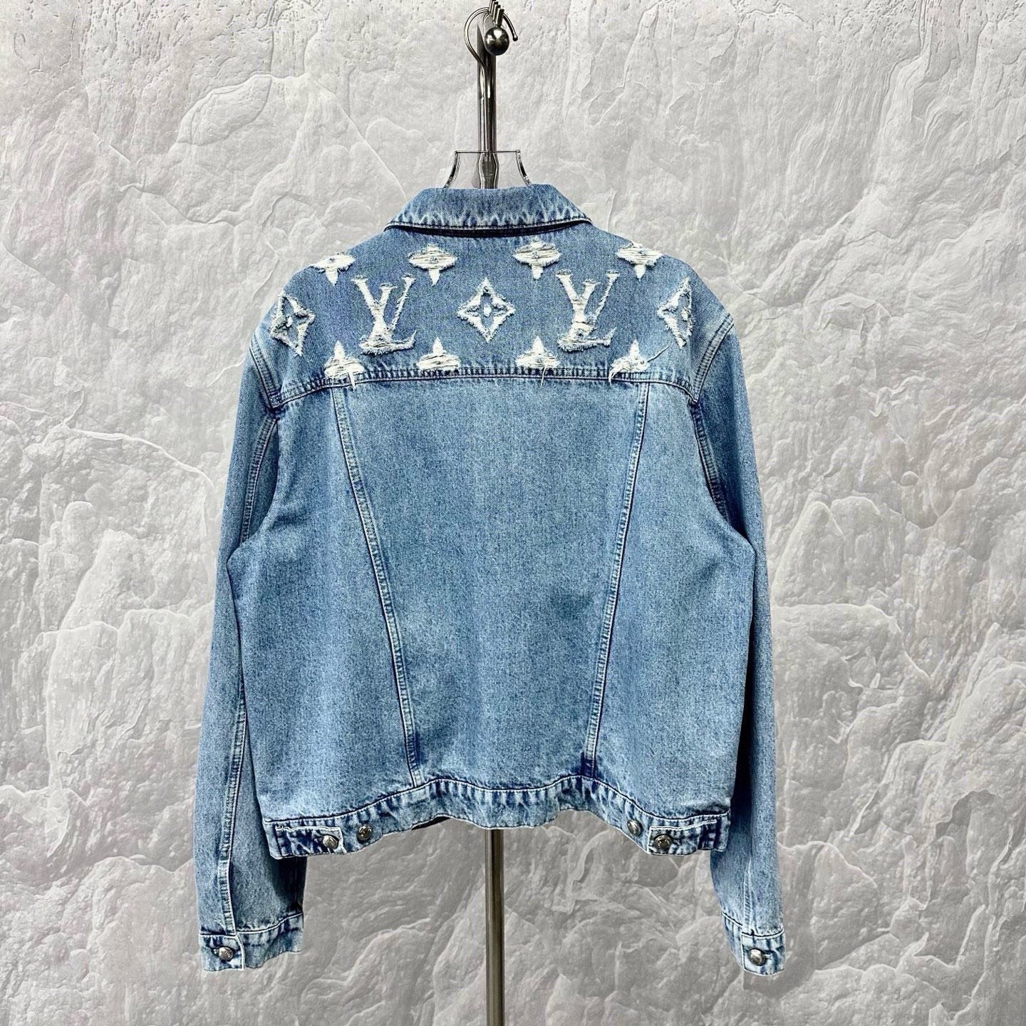Louis Vuitton SS25 Distressed Logo Denim Jacket — back