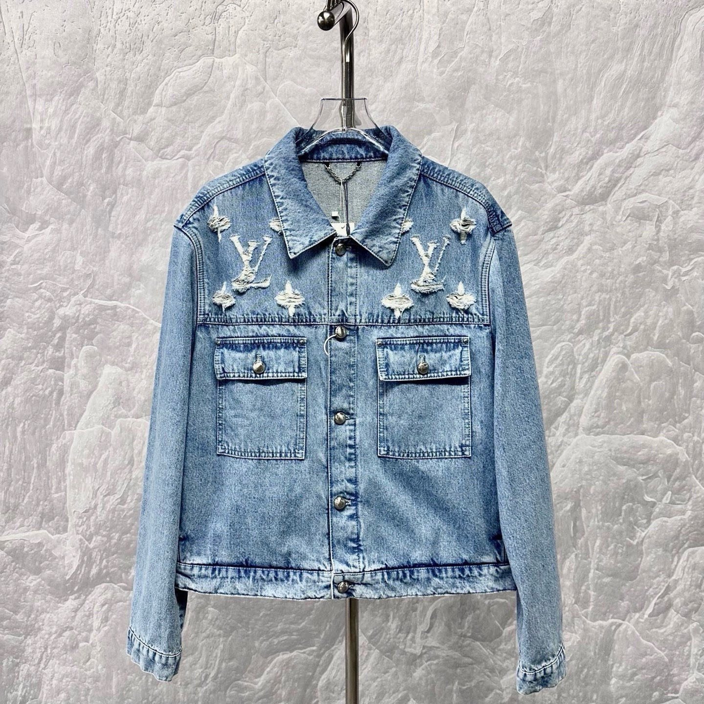 Louis Vuitton SS25 Distressed Logo Denim Jacket