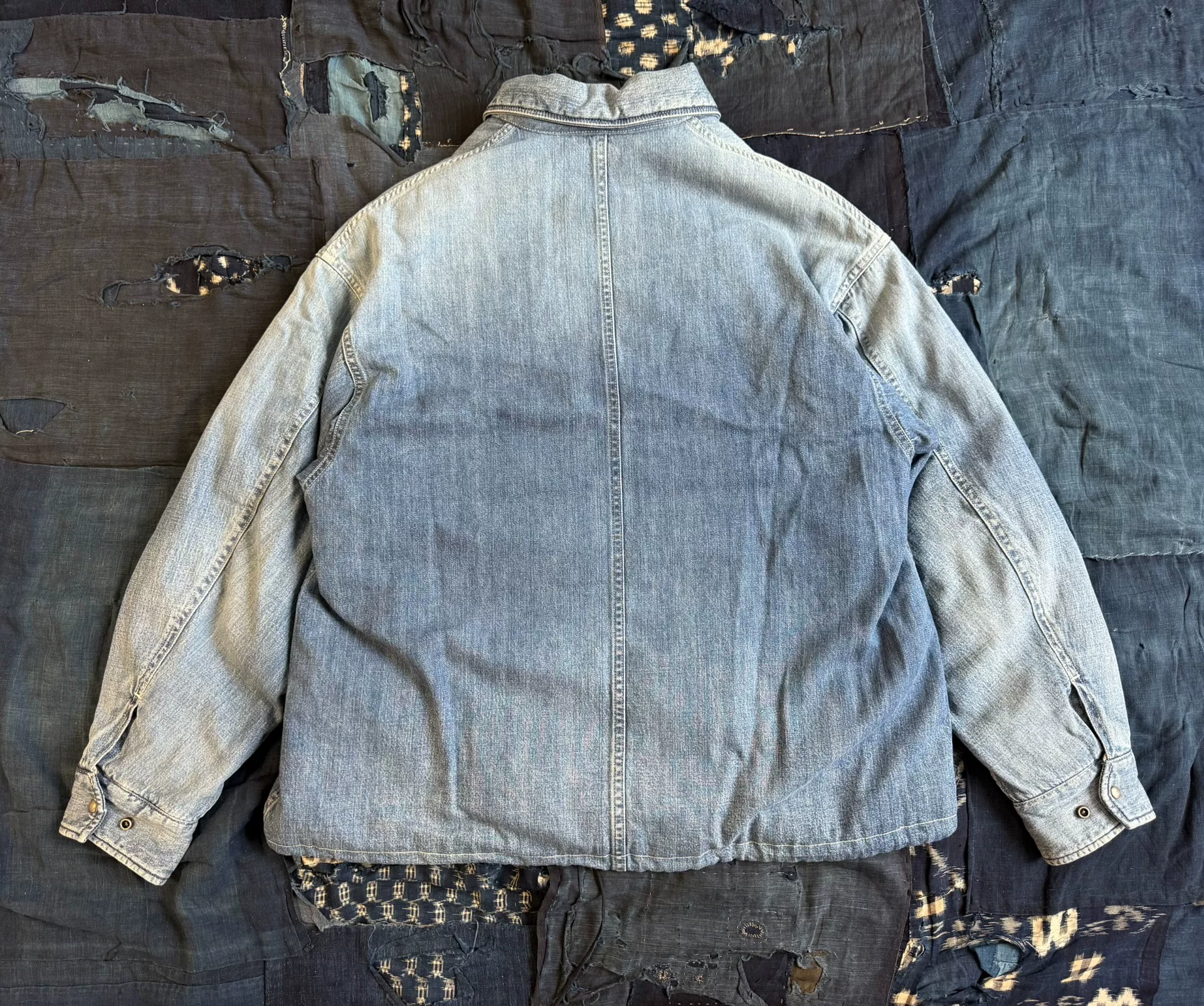 VISVIM 25SS Coach Down Coverall DMGD Denim Jacket — detail