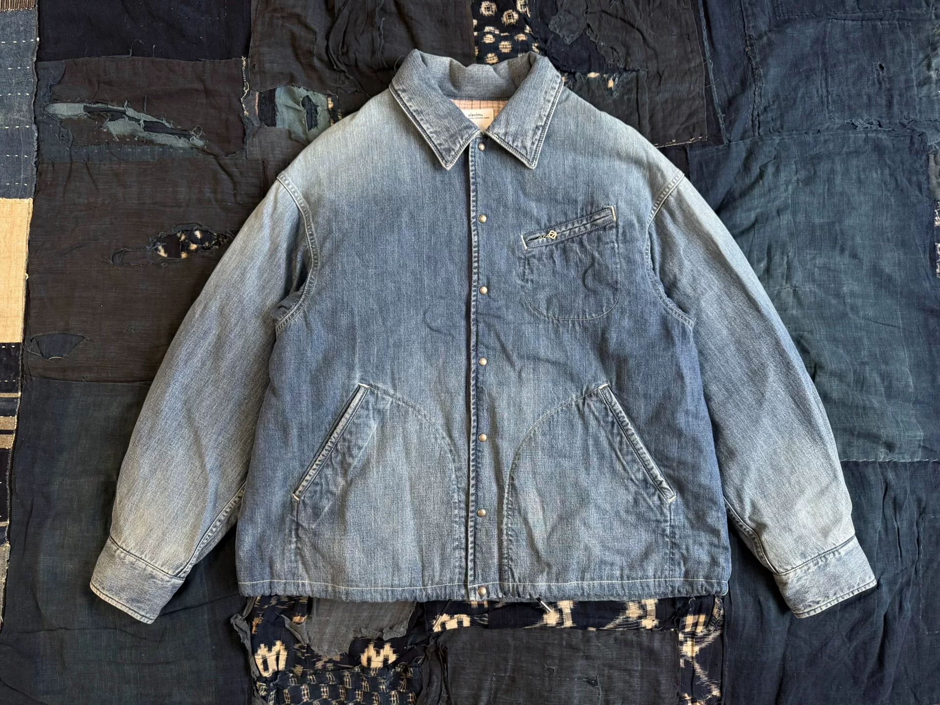 VISVIM 25SS Coach Down Coverall DMGD Denim Jacket — front