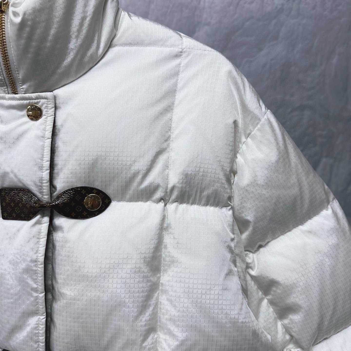 Louis Vuitton SS24 White Button Puffer Jacket — back