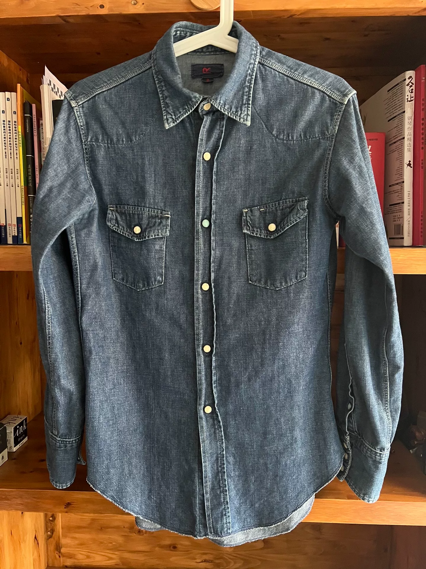 45R Women's Indigo Gemstone Button Denim Shirt