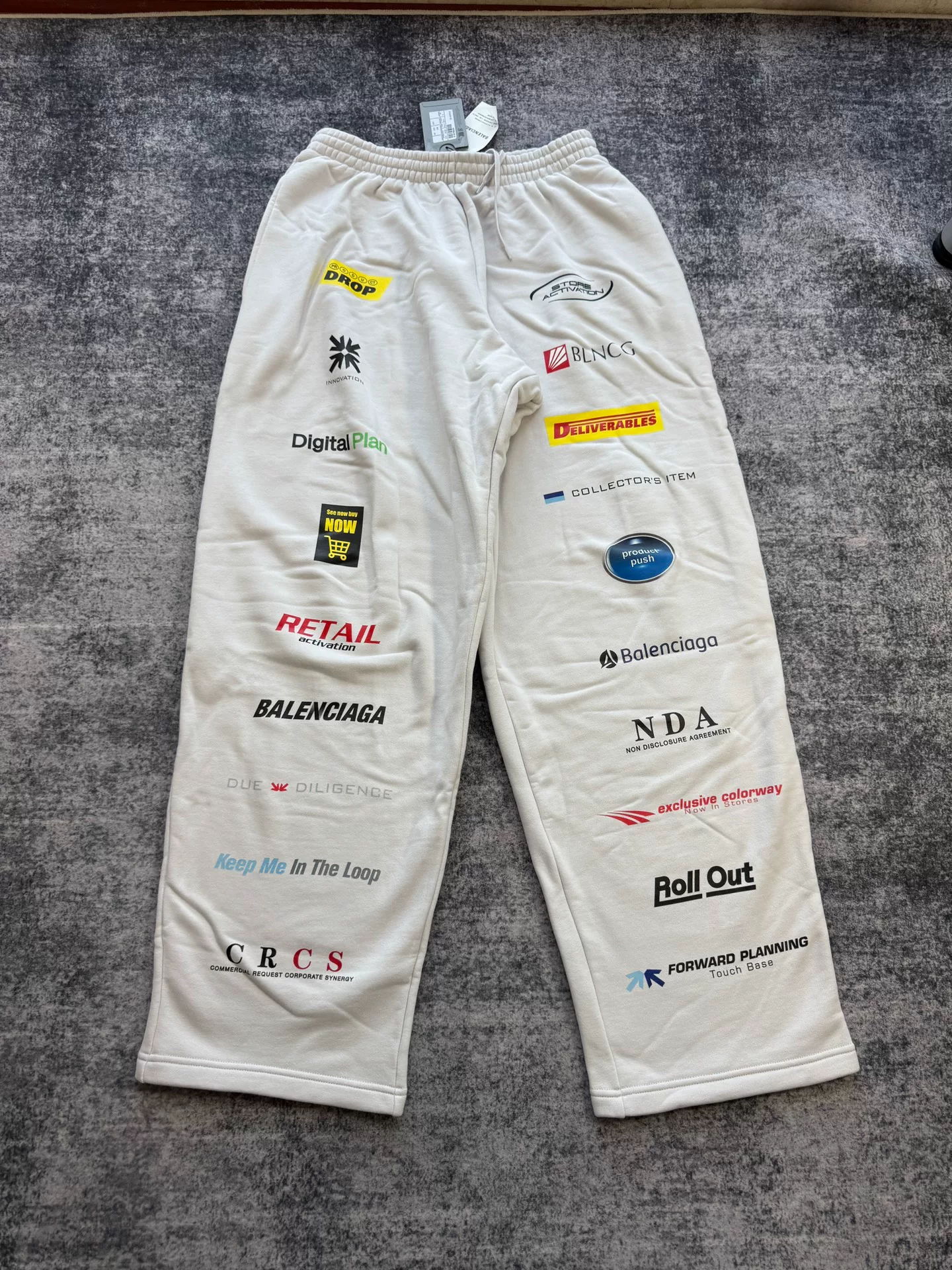 Balenciaga White Racing Logo Sweatpants
