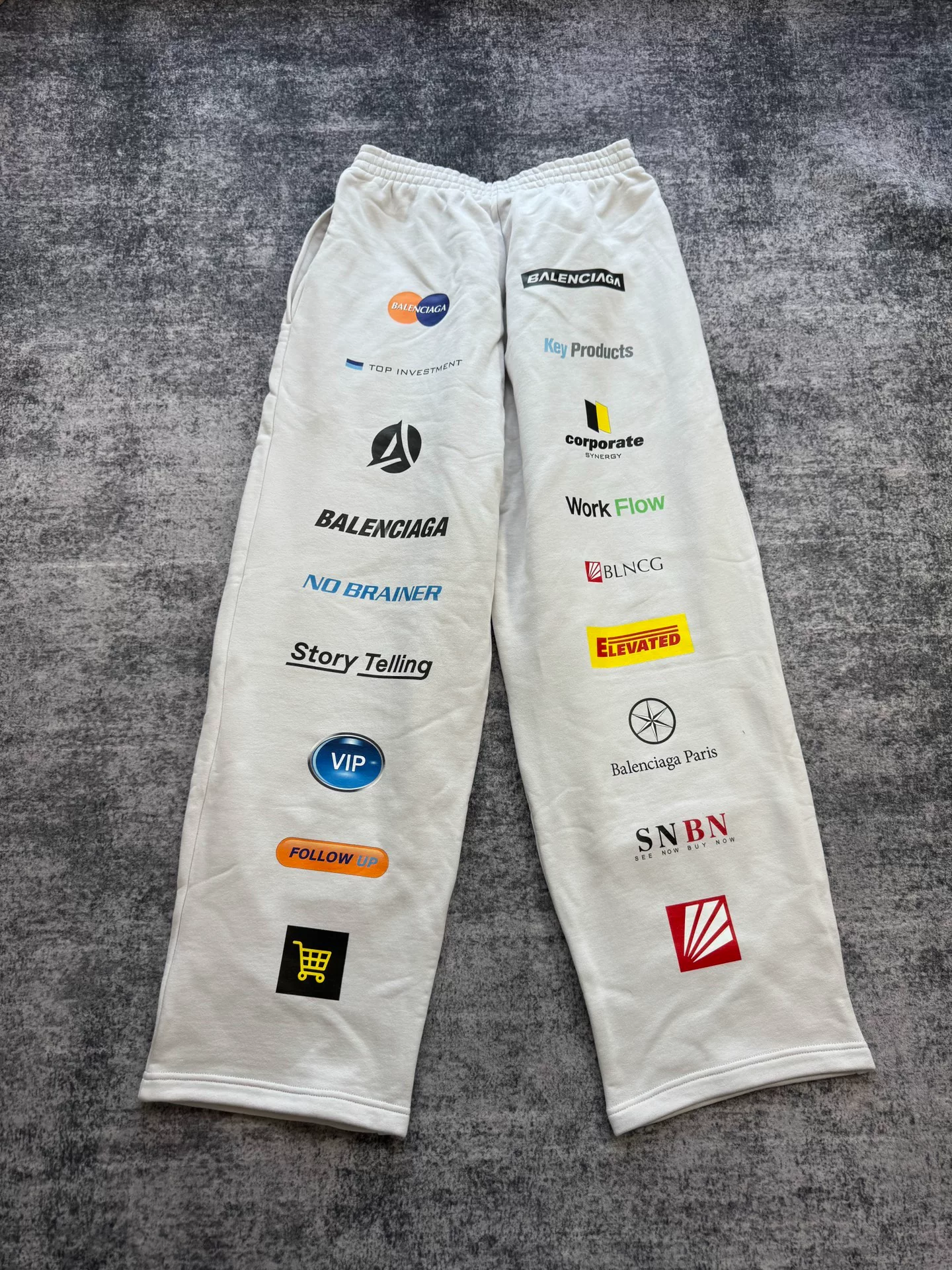 Balenciaga White Racing Logo Sweatpants — front