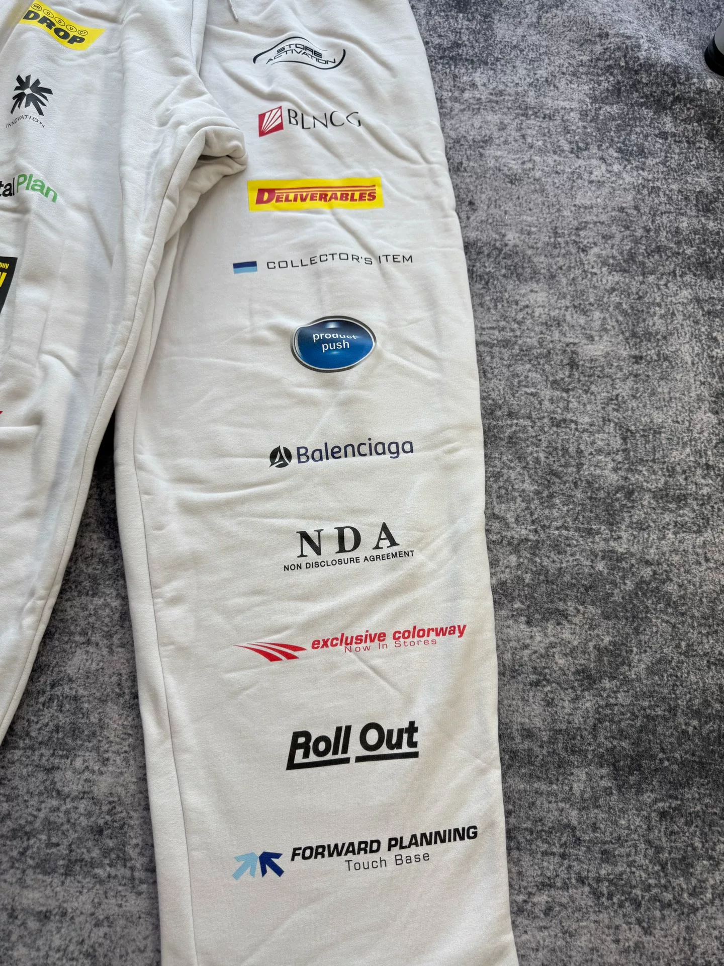 Balenciaga White Racing Logo Sweatpants — back