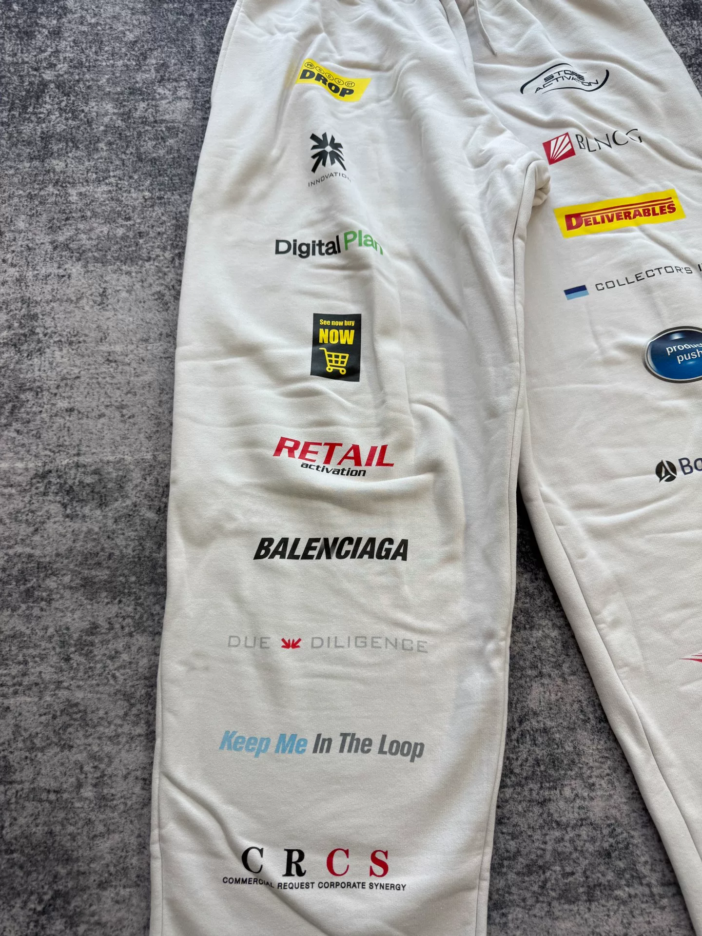 Balenciaga White Racing Logo Sweatpants — detail