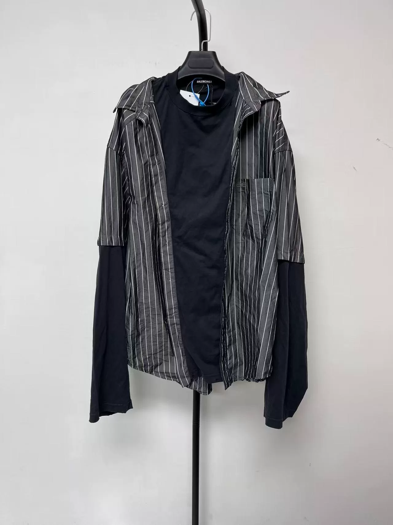 Balenciaga Striped Fake Two-Piece Button-Down Shirt