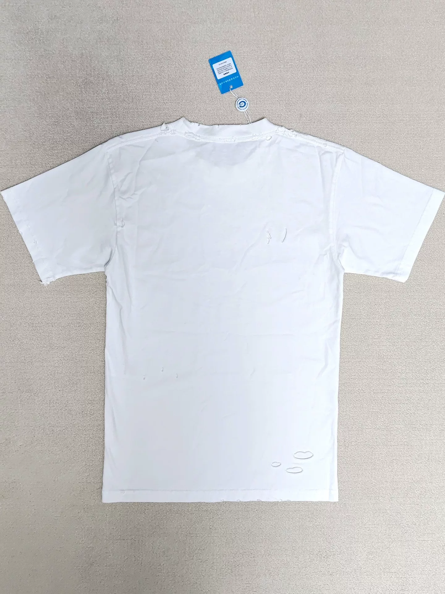 Balenciaga 22SS Blurred Logo Distressed T-Shirt — front