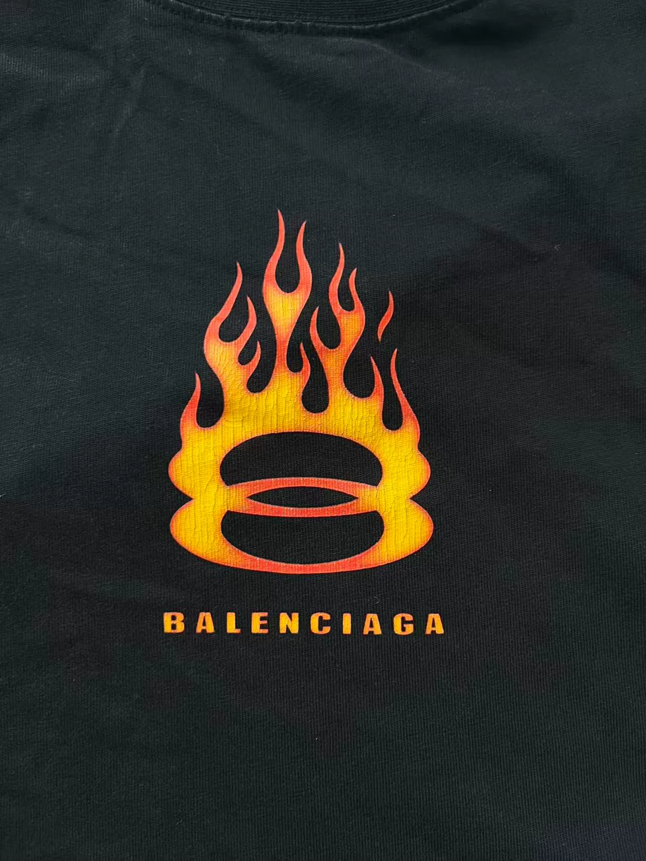 Balenciaga Flame Logo Loose Short-Sleeve T-Shirt — detail