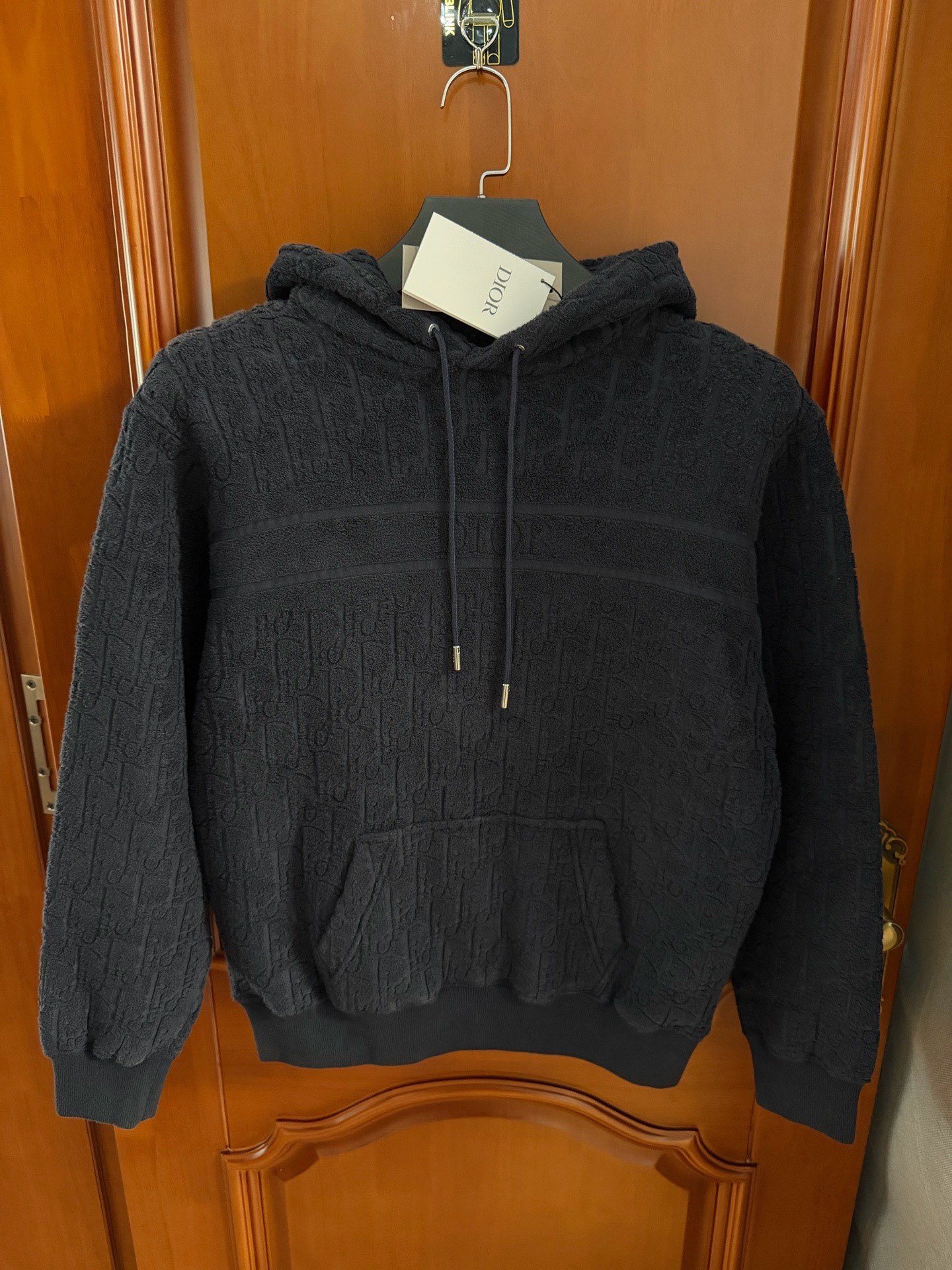 Dior Black Embossed Pattern Hoodie