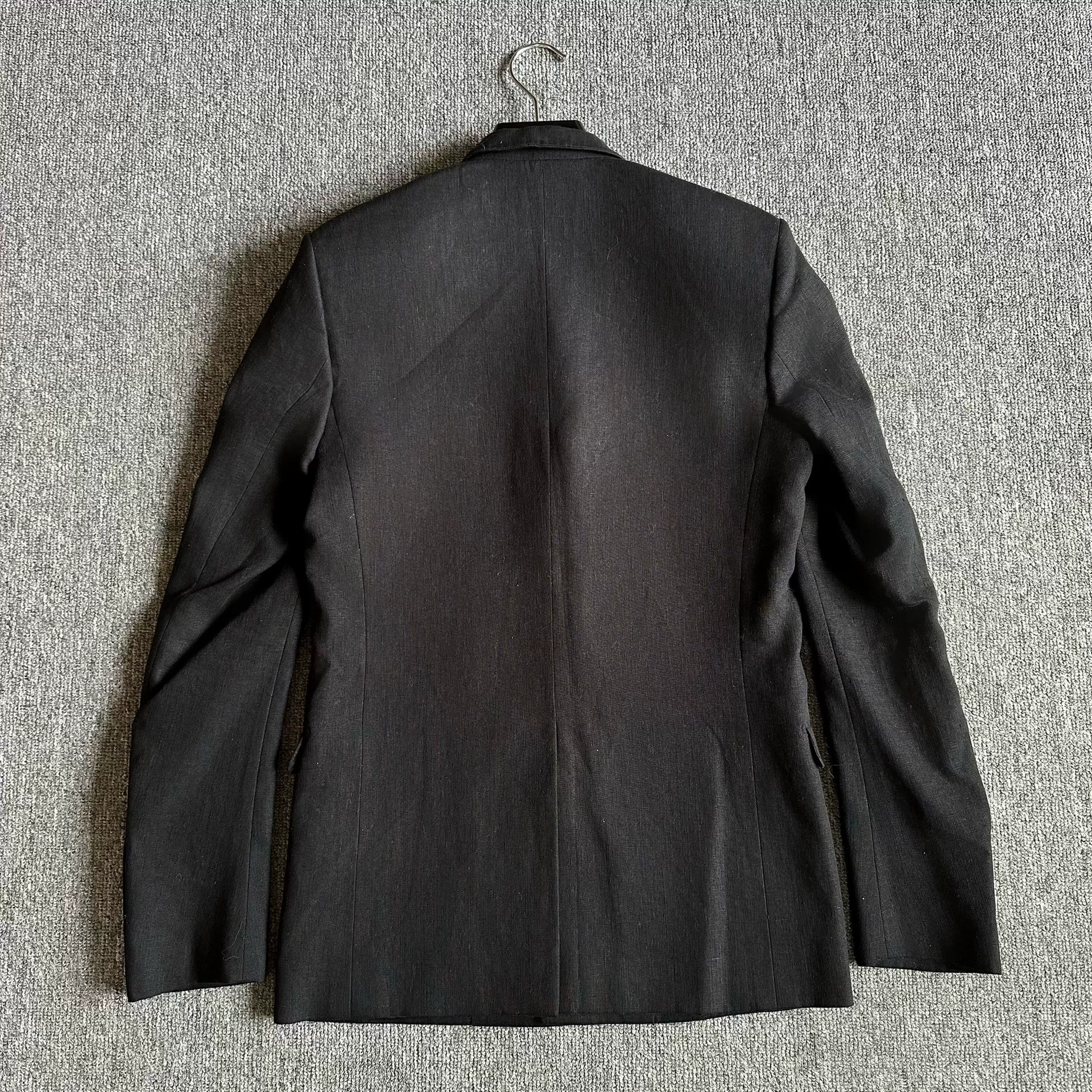 Dior Black Linen Peak Lapel Jacket — detail