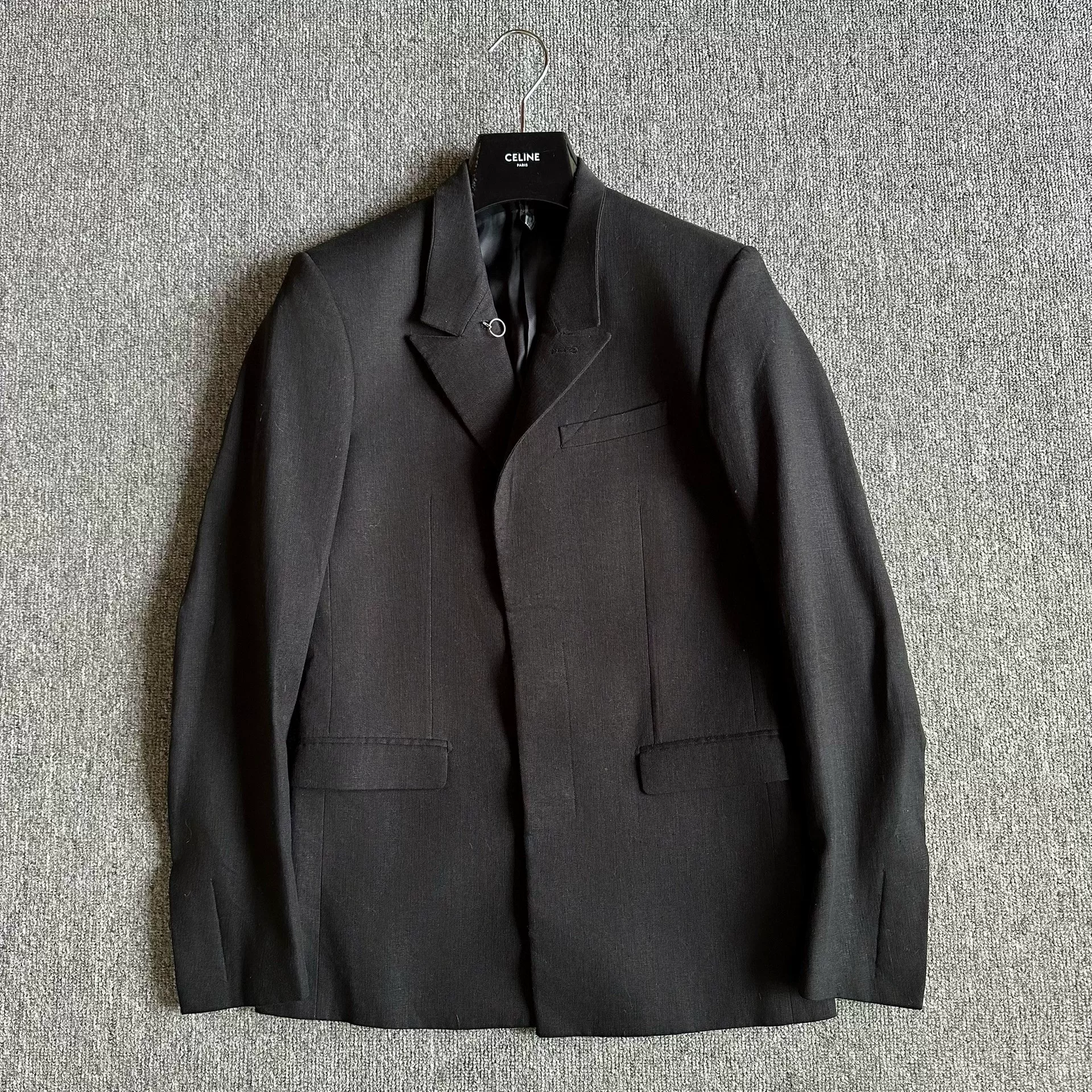 Dior Black Linen Peak Lapel Jacket
